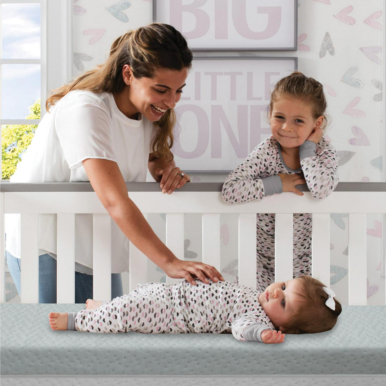 Delta Children Winter Breeze Mattress - Breathable Baby Crib and Toddler Mattress W Cloud Core. Machine Washable Cover. GREENGUARD Gold. Waterproof. Sustainably Sourced Fiber Core. Artic Blue/White