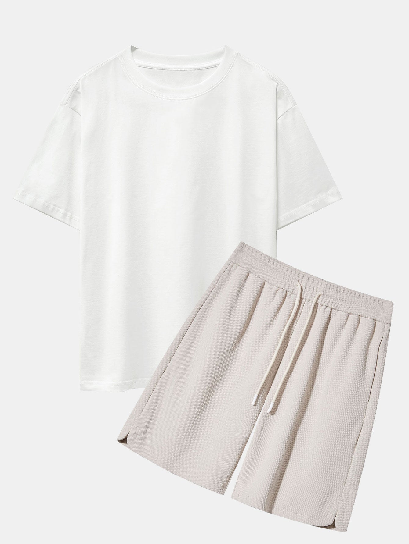 T-shirt épais oversize et short gaufré à cordon de serrage coupe ample