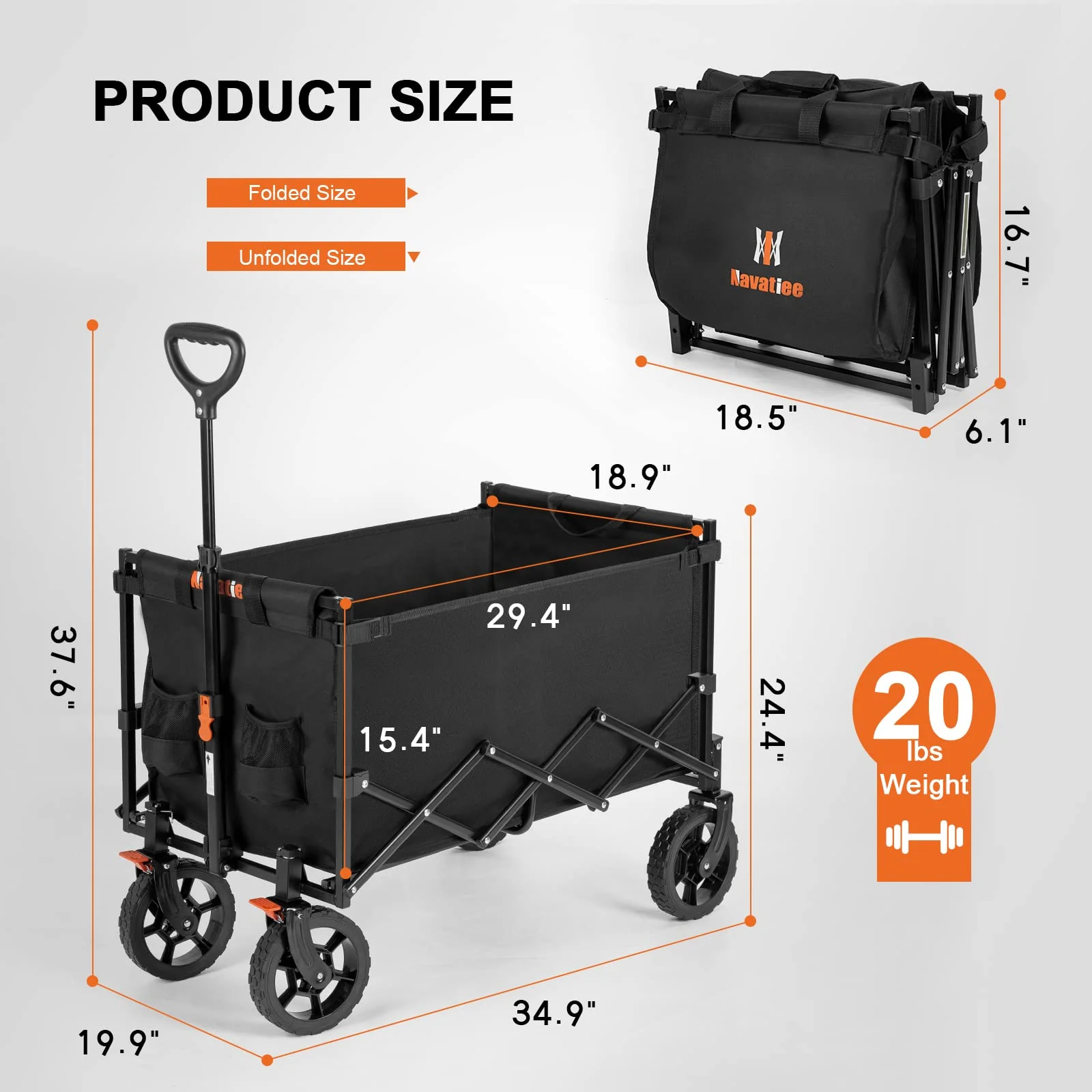 Navatiee Wagon Cart Heavy Duty Foldable. Collapsible Wagon