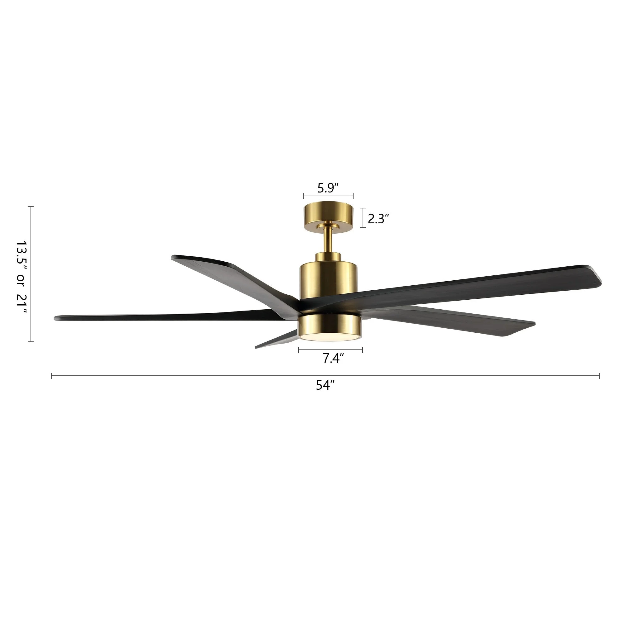 54 DC Ceiling Fan with Lights and Remote Control, 5 Reversible Carved Wood Blades Brass/Black(Brass/Black) - Image 2