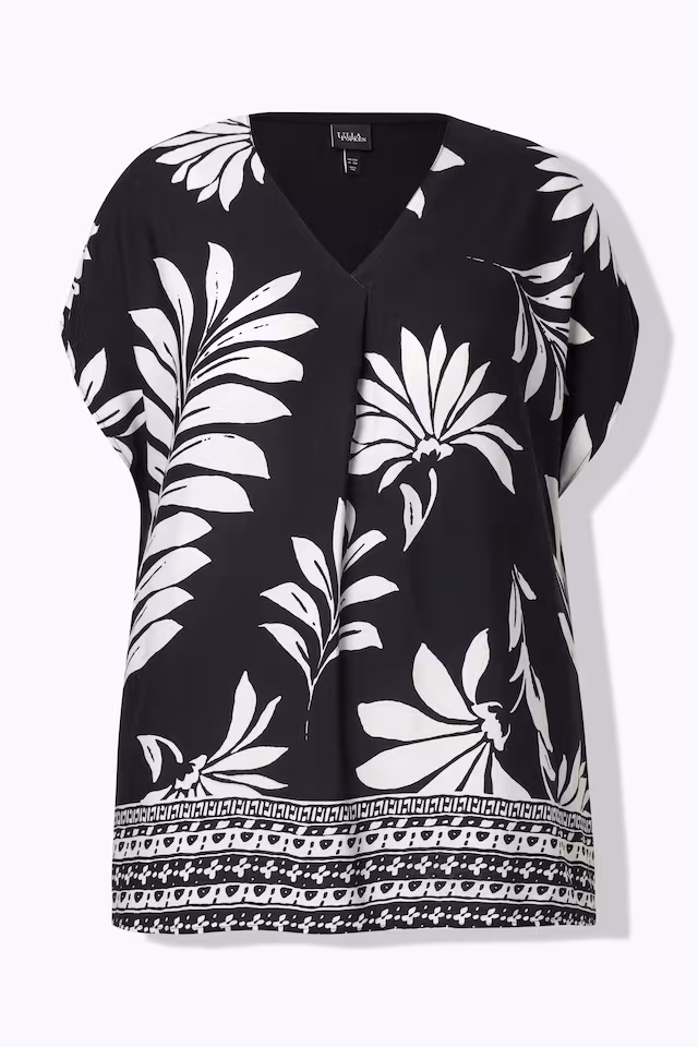 Striped Hem Floral Blouse