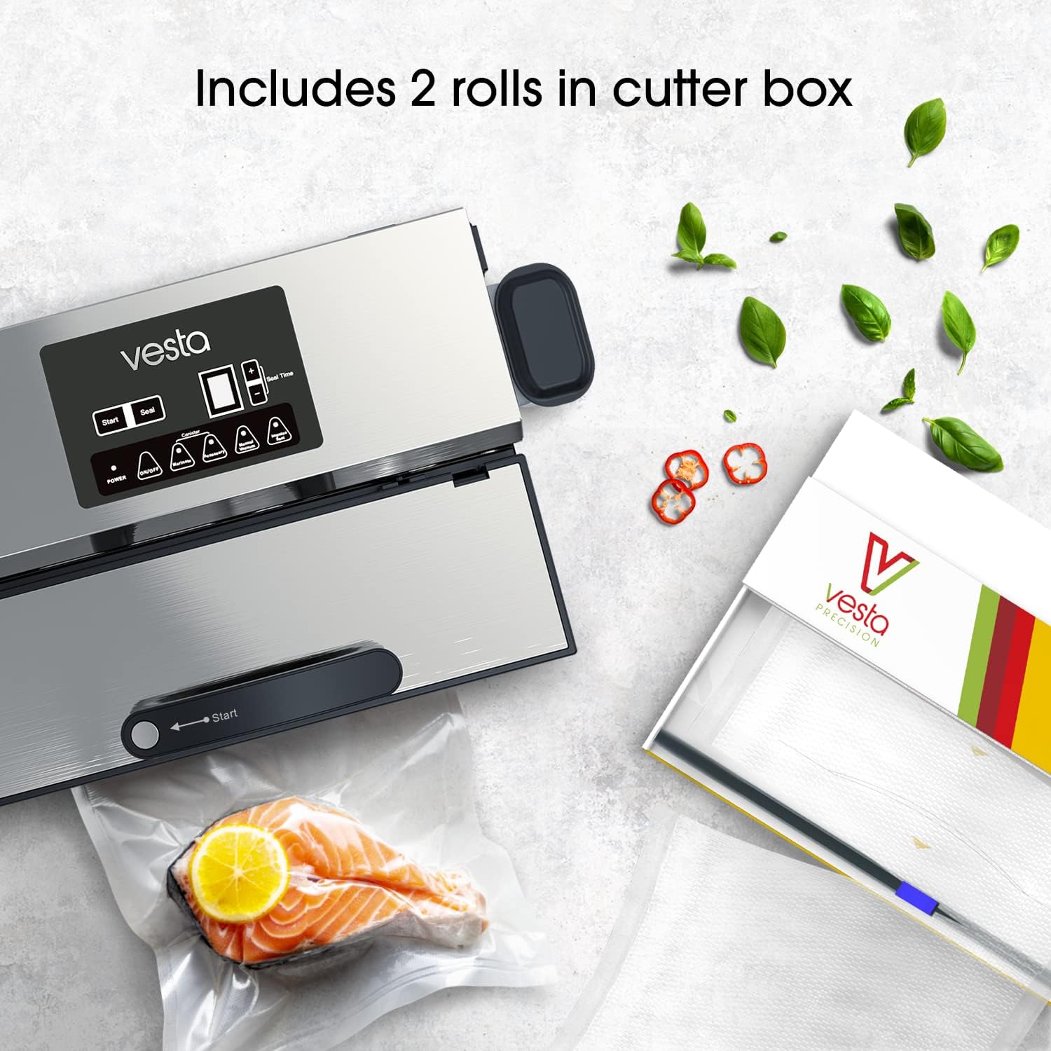 Vesta Precision Food Saver Vacuum Sealer Machine, 95kPa Commercial Grade Vacuum Sealer for Food, 12