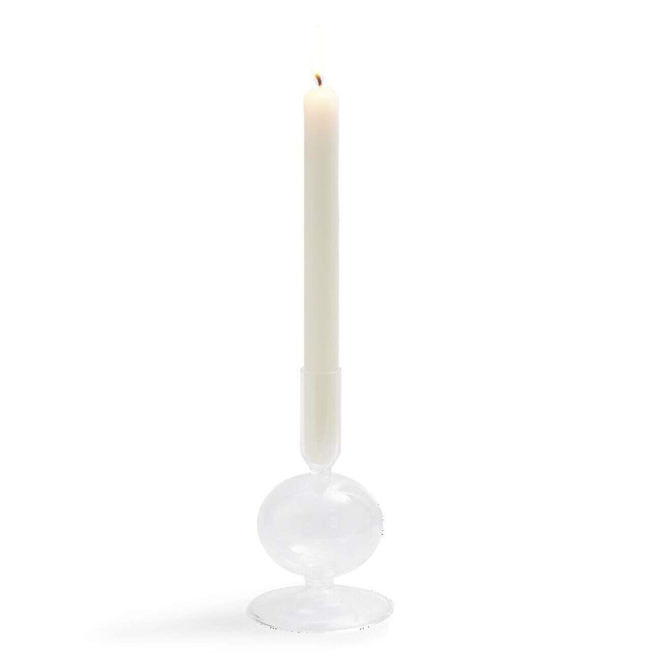 Bougeoir boule chandelier verre incolore Ø8,7xH15cm