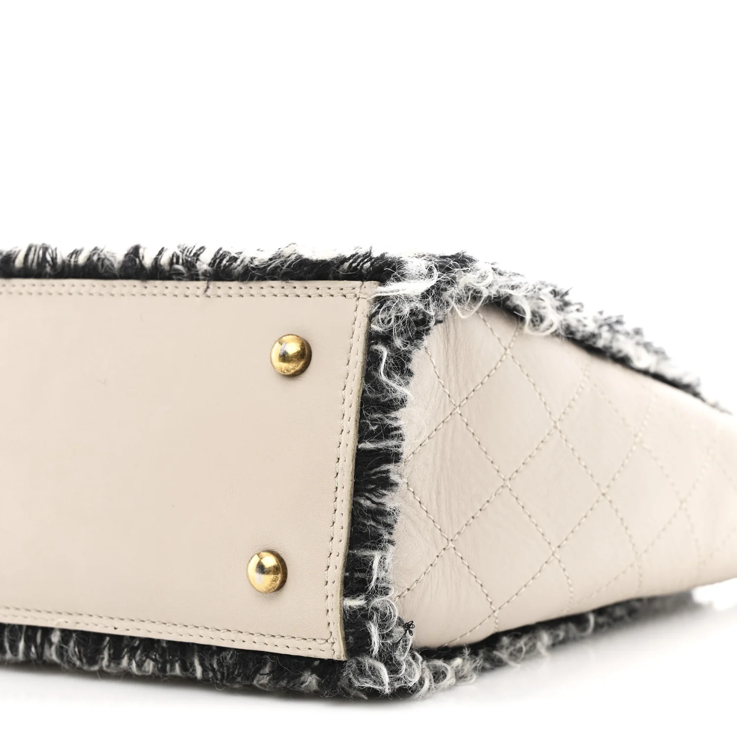 Tweed Calfskin Tweedy Shopping Tote Beige