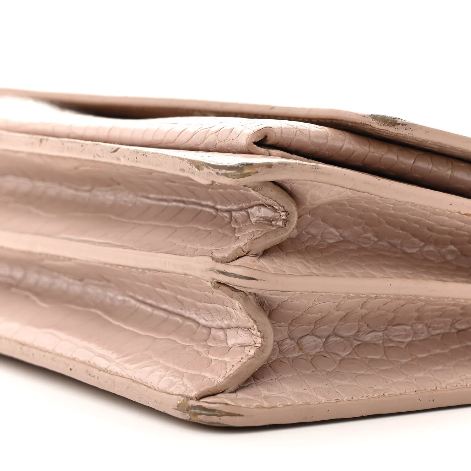 Calfskin Crocodile Embossed Medium Monogram Sunset Rose Antic