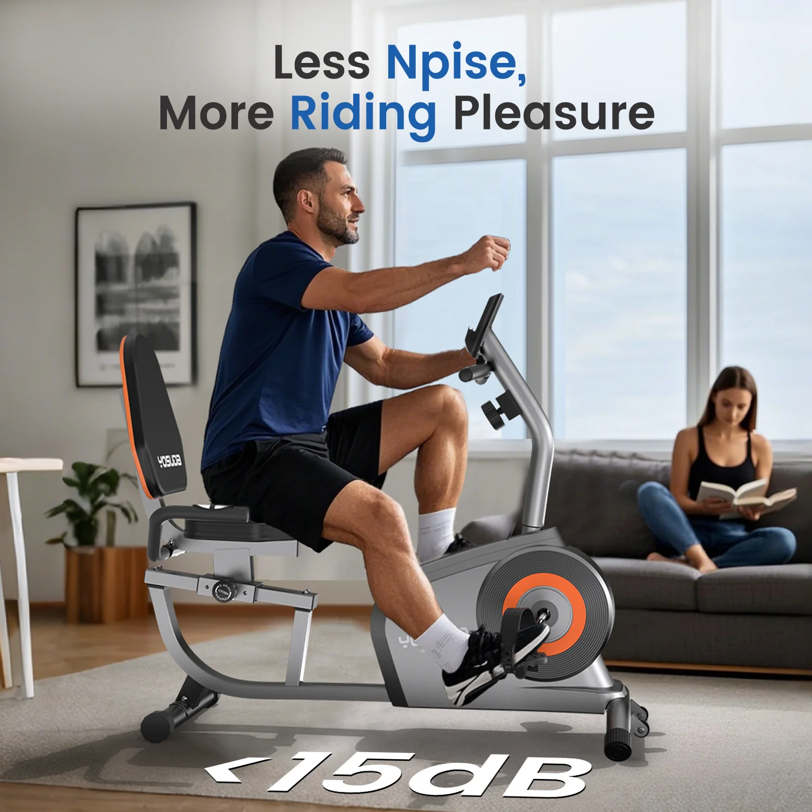 Recumbent Exercise Bike for Senior for Home with 350lbs Capacity(Silver) - Image 5