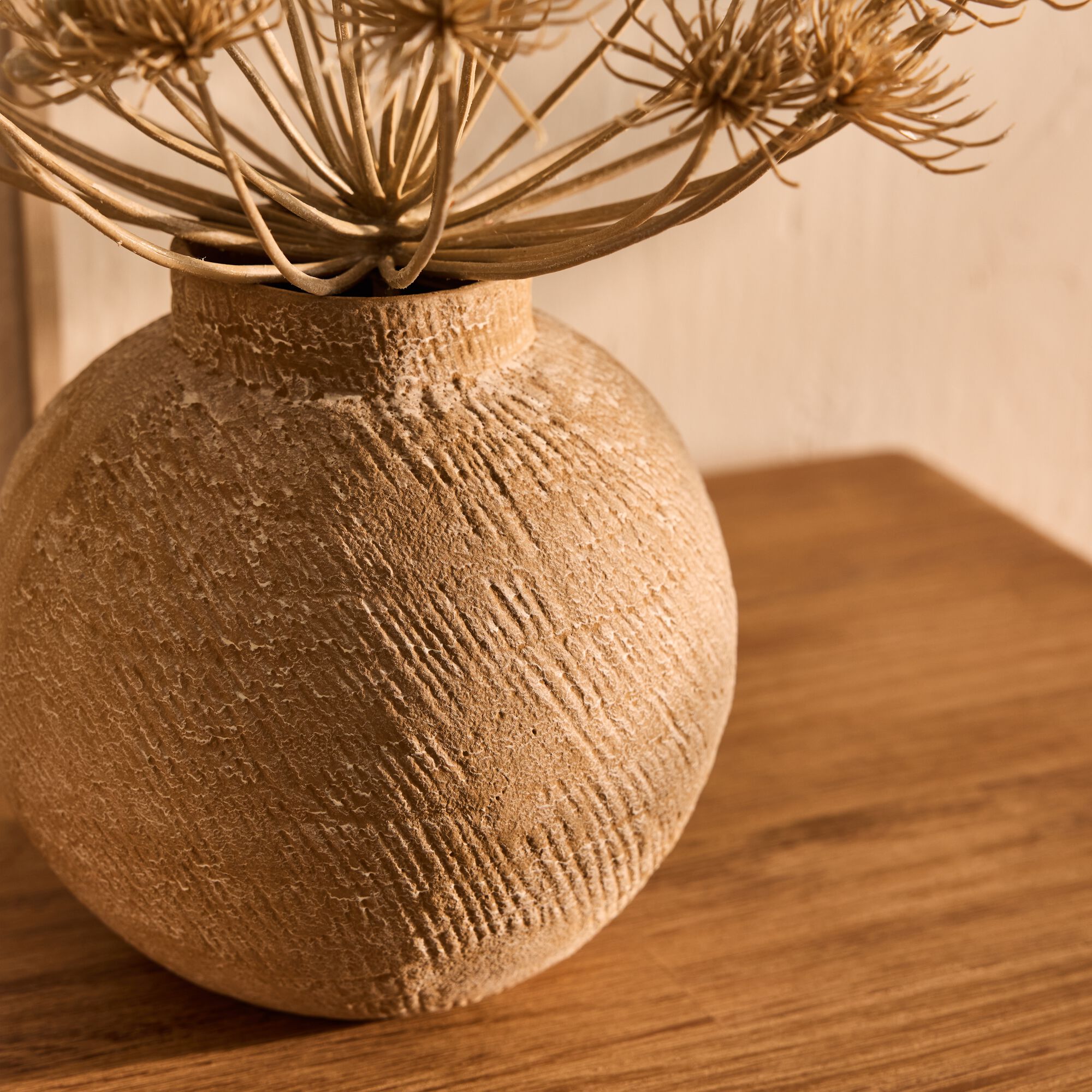 CARAMY - Vase boule en aluminium H20cm - marron