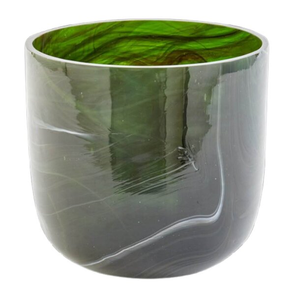 Marbled vase i marmorert glass S 15,5 cm mørkegrønn