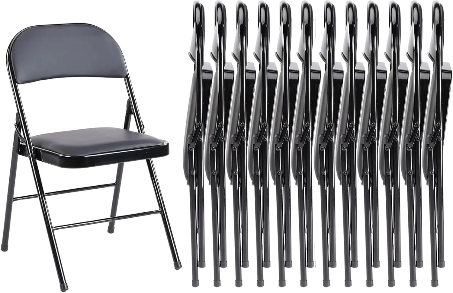 Lot de 12 chaises pliantes Sweetcrispy, chaises pliantes rembourrées en cuir, chaises pliantes robustes en métal