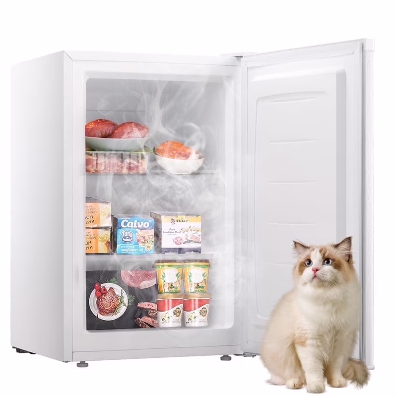 3.2Cu.ft Upright Freezer, Compact Freezer with Removable Shelves, Adjustable Thermostat for Home/Kitchen/Office, Black(Black) - Image 3