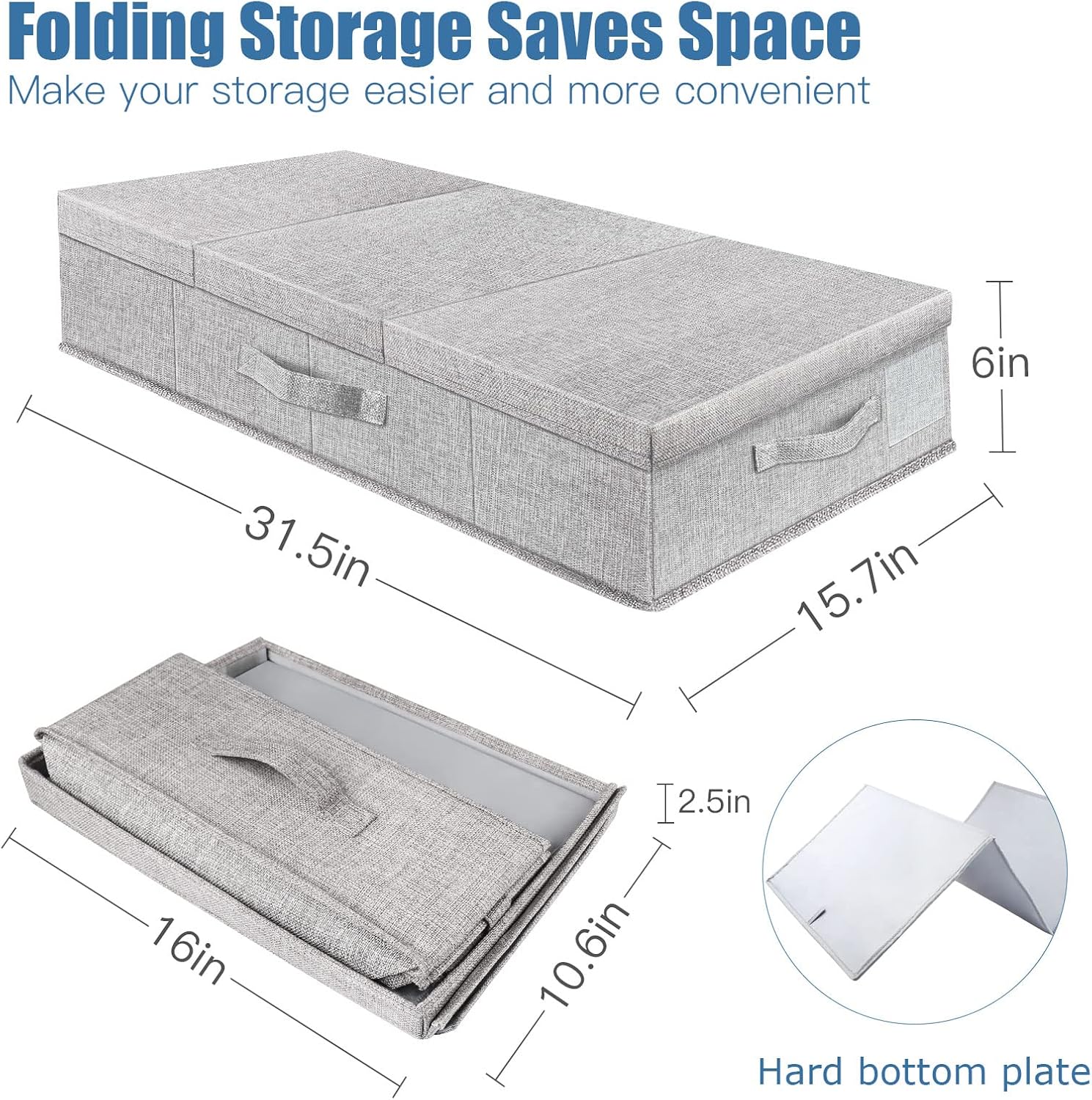 Supowin 2-Pack Large Underbed Storage Containers Bin with Lids, Gray