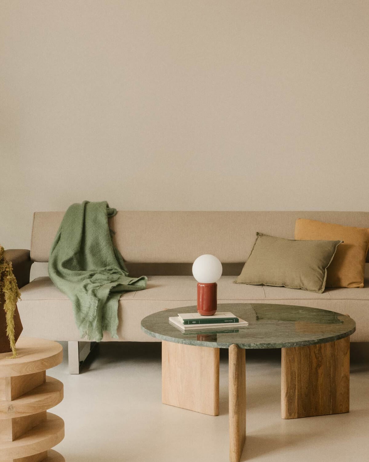 Crecia - Mesa de Centro Redonda de Madera de Mango y Mármol (Ø86 cm) Crecia