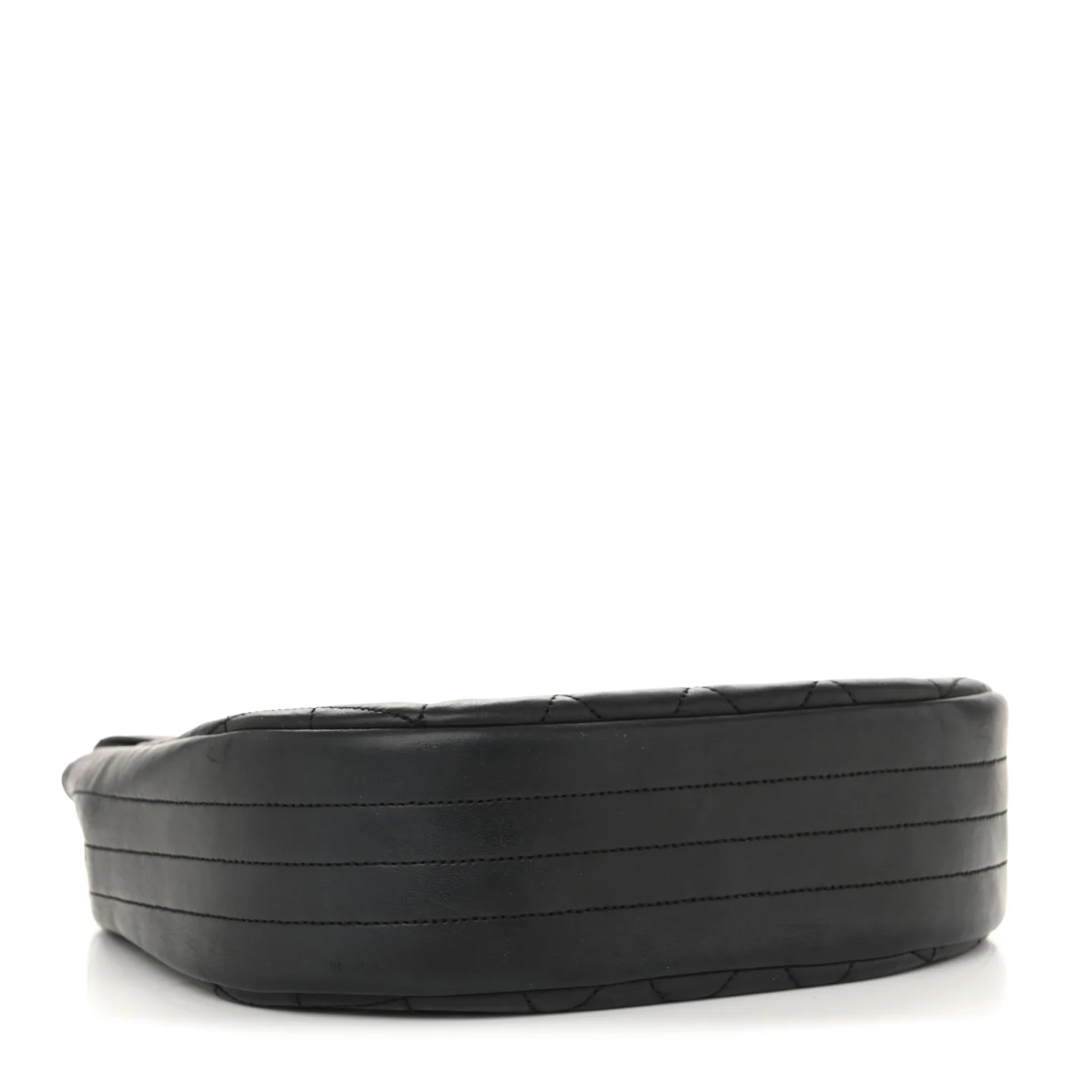 Lambskin Quilted Half Moon Flap Black