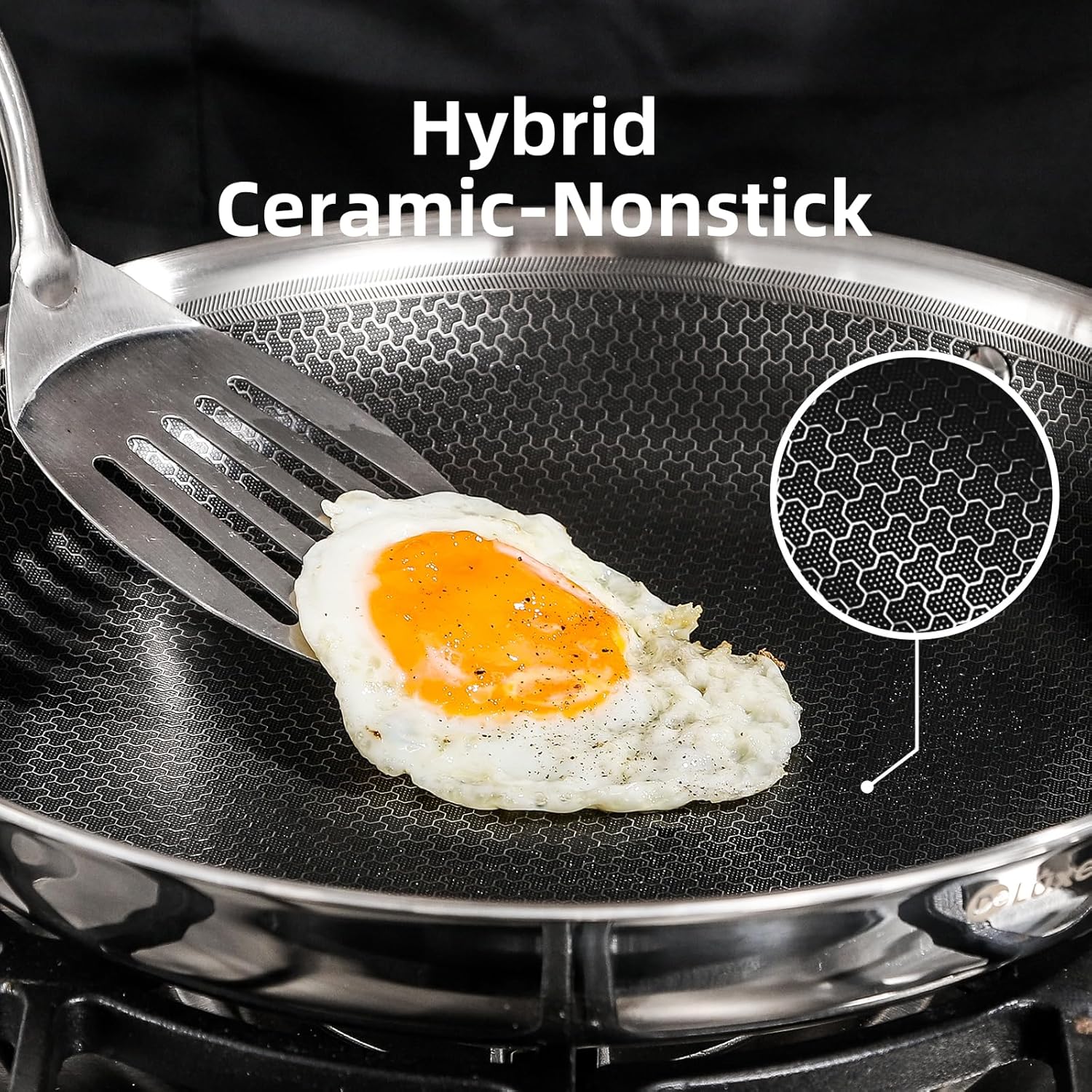 Deluxe 13 Piece Hybrid Ceramic Nonstick Stainless Steel Cookware Set-5 Piece Frying Pan Set, 6 PC Pot Set, 3.7QT Deep Sauté Pan&Lid, Induction Ready, Stay Cool, PFOA Free Compatible with All Cooktops