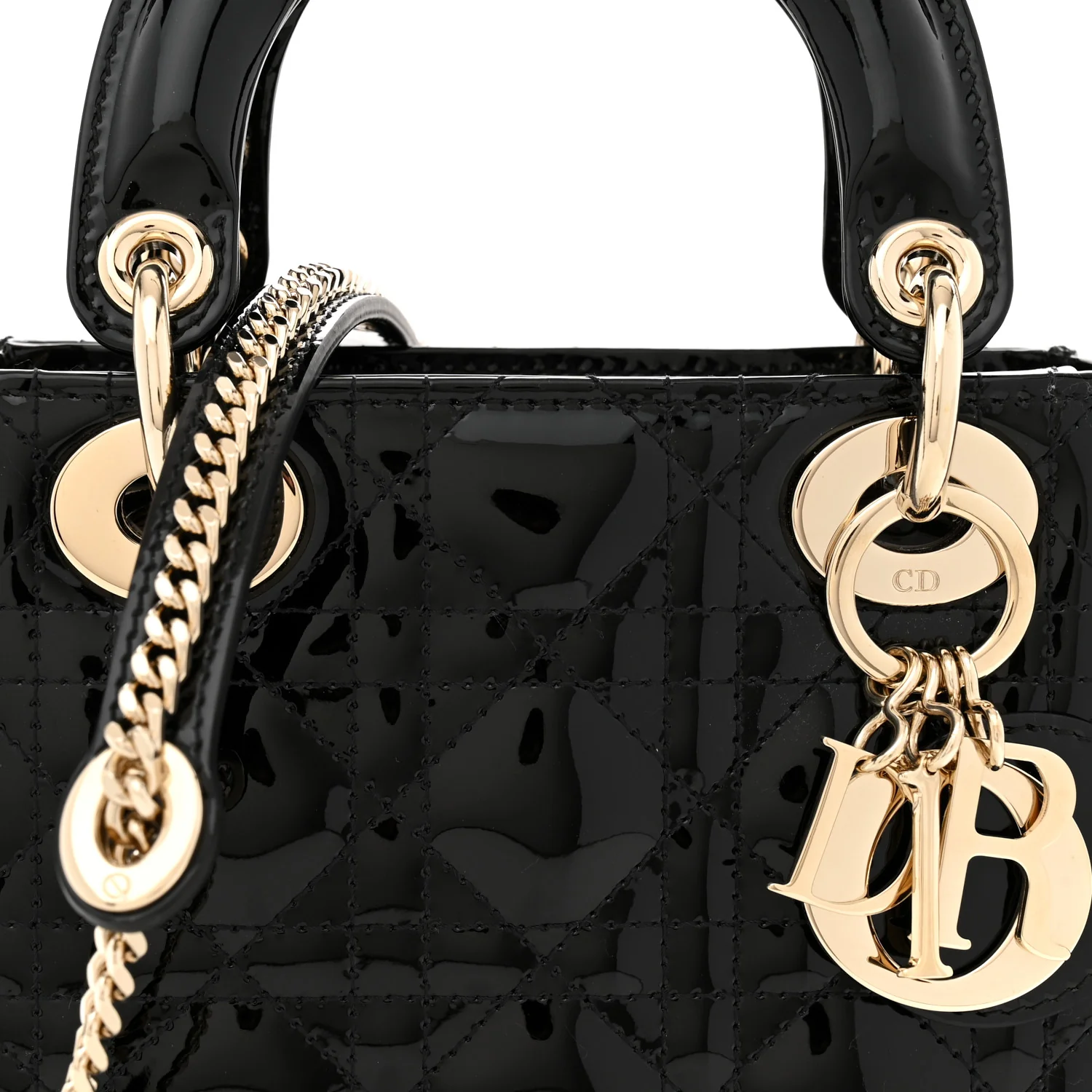Patent Cannage Mini Lady Dior Black