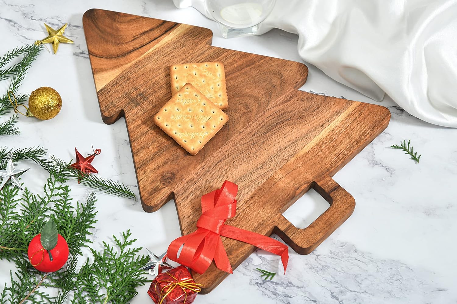 Christmas Kitchen Decoration Acacia Wood Chopping Block Christmas Tree Cutting Board