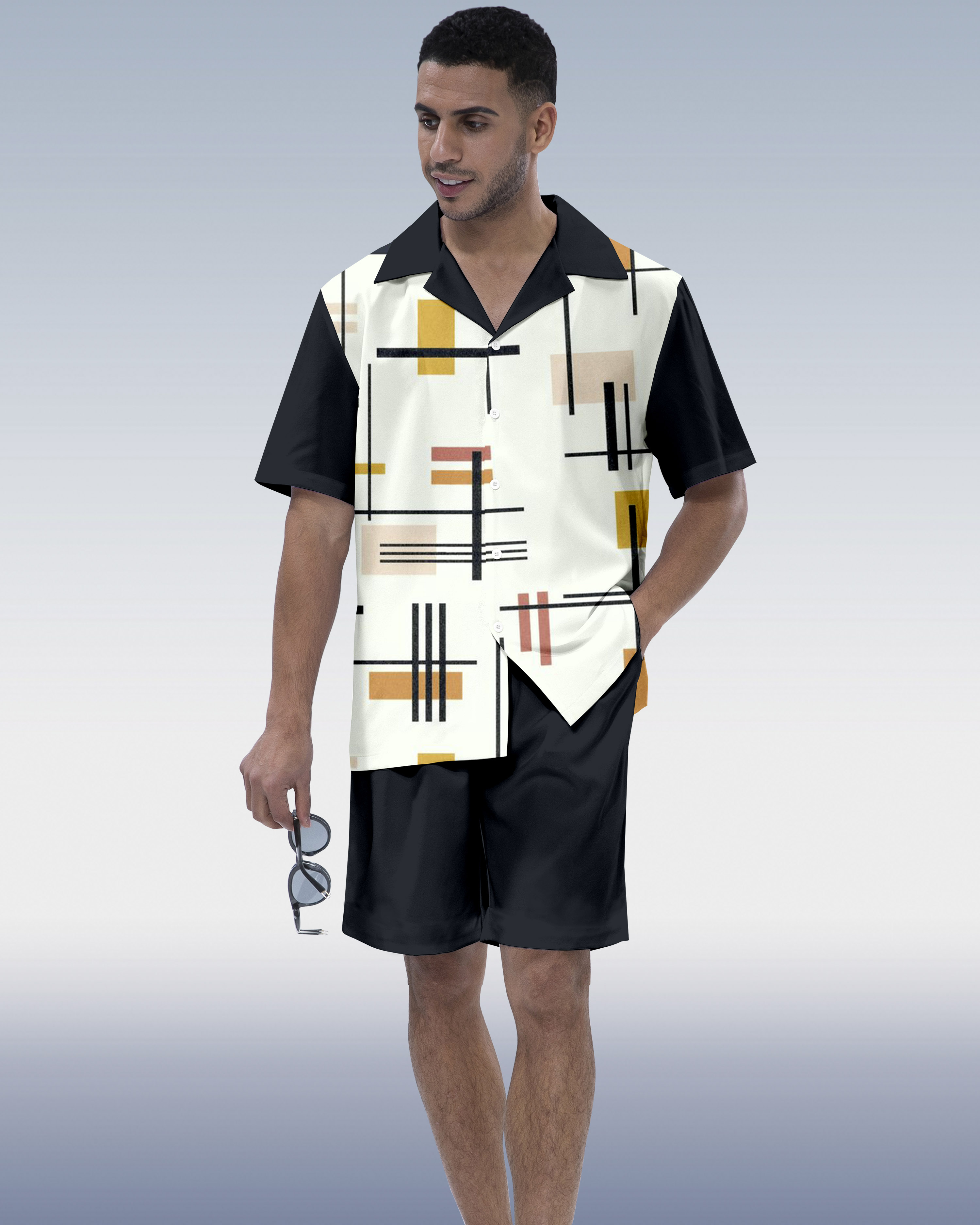Ensemble de vacances hawaïennes pour hommes Suitmens à manches courtes 091