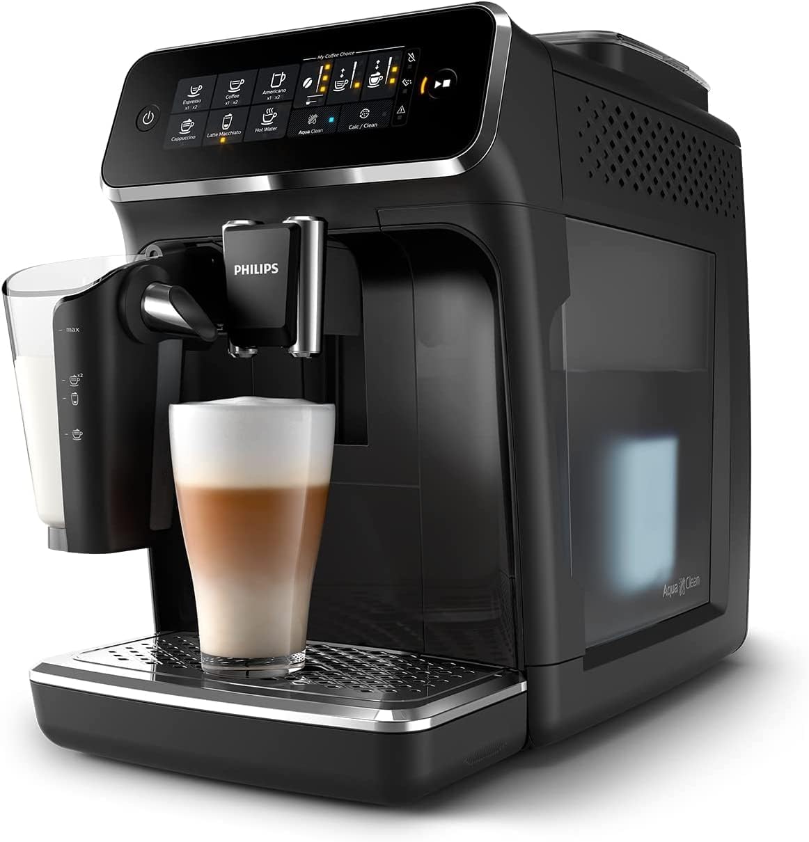 Machine à expresso entièrement automatique PHILIPS série 3200 - Mousseur à lait LatteGo, 5 variétés de café, écran tactile intuitif, noir, (EP3241/54)