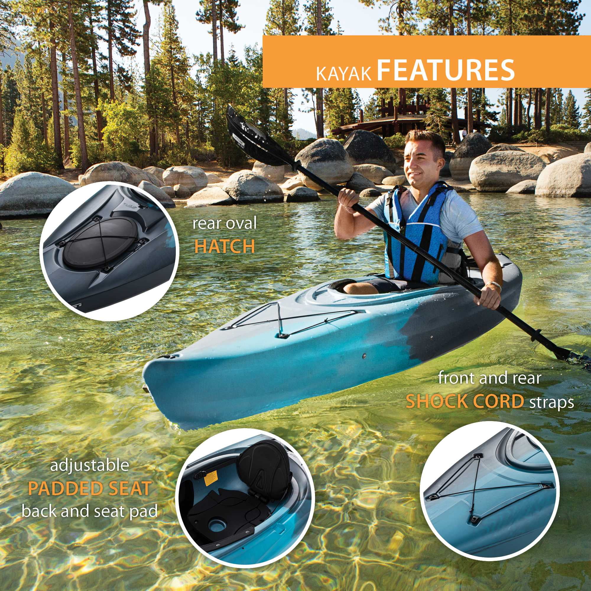 Lifetime Guster 10 Sit - Inside Kayak - Lime Green (90527)