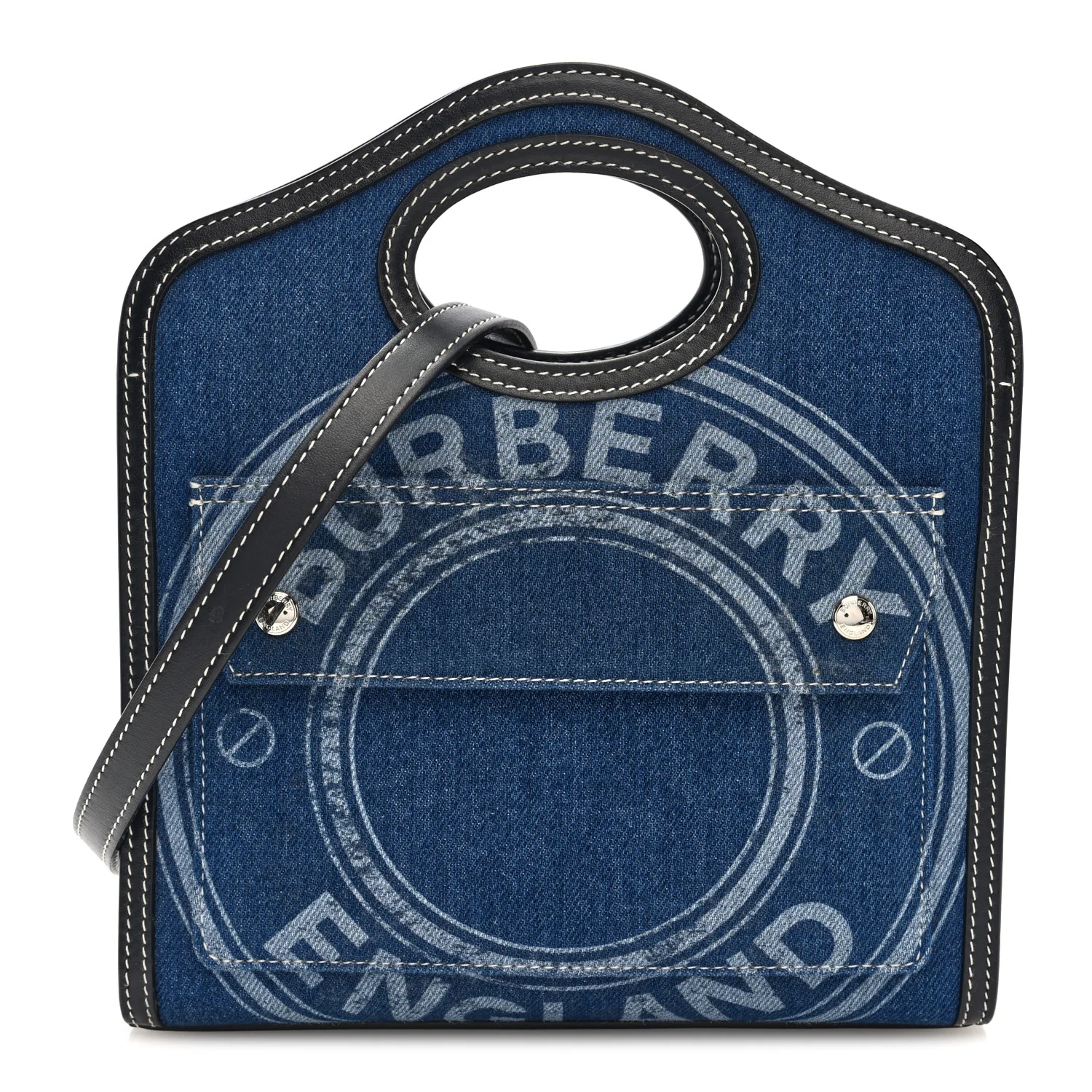 Denim Smooth Calfskin Mini Pocket Bag Blue
