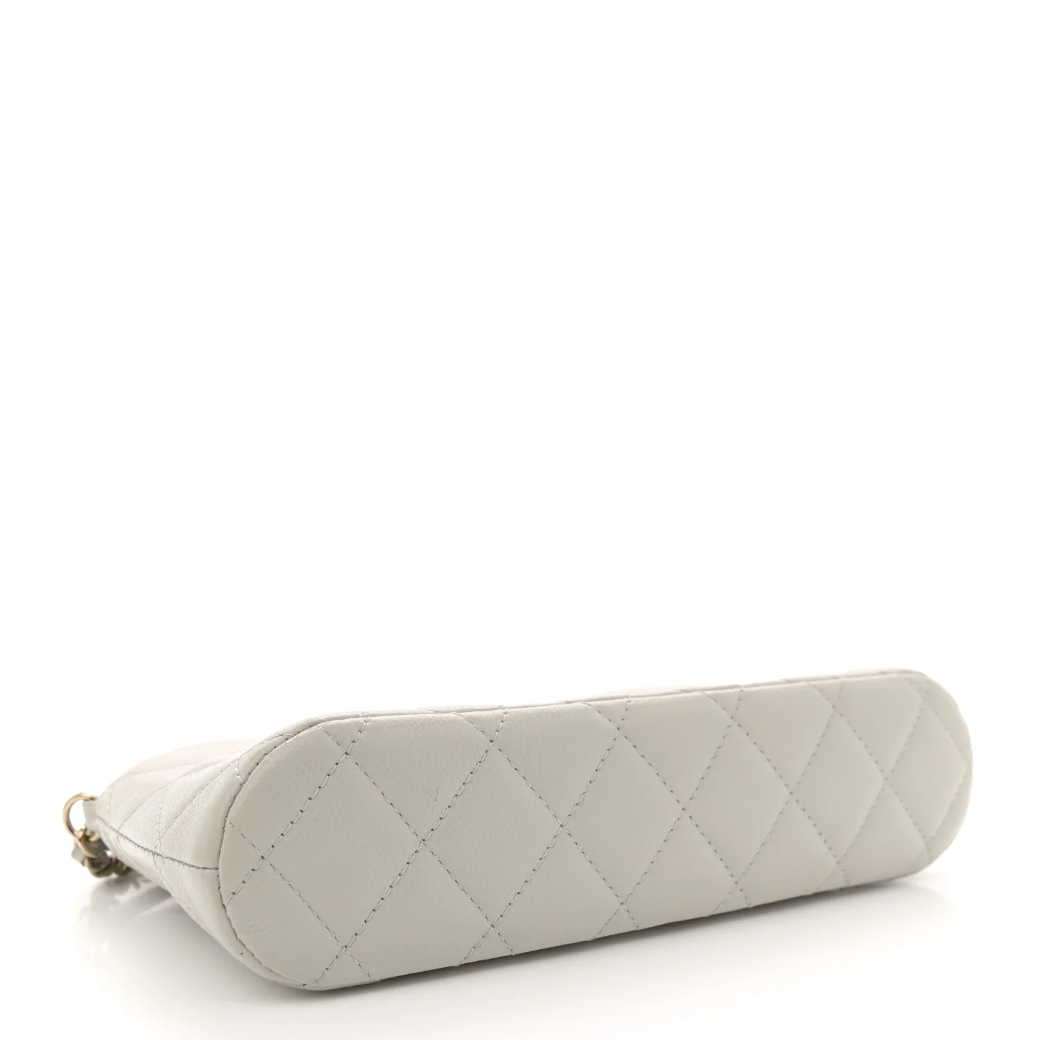 Caviar Quilted Classic Clutch With Chain Light Grey