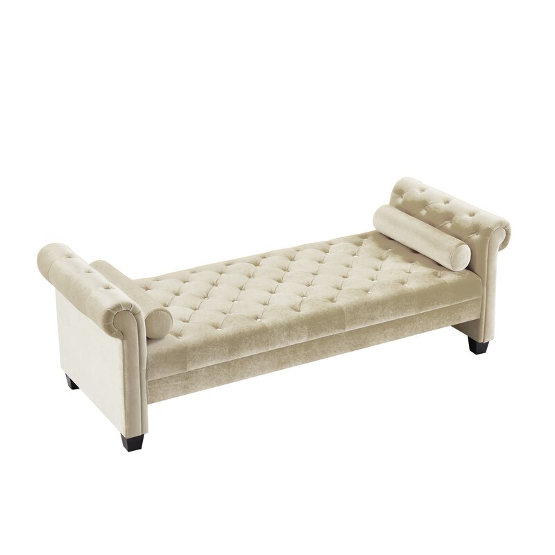 Canapé-lit Aitiana 82,3'' en velours avec accoudoirs arrondis