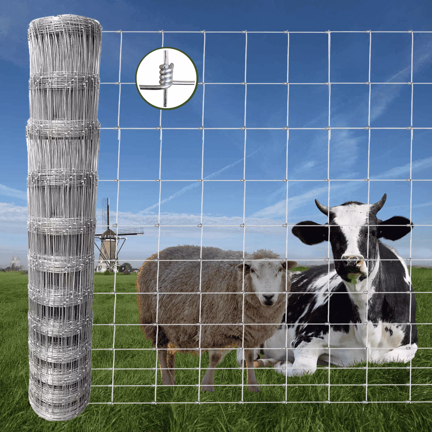 Farm Fence, 4ft x 164ft Galvanized Wire Fencing, Cattle Fence, Deer Fence, Heavy Zinc Coating Farm Fence Used to Hog Goat Fencing for Yard Garden and Field(4' x 164') - Image 7