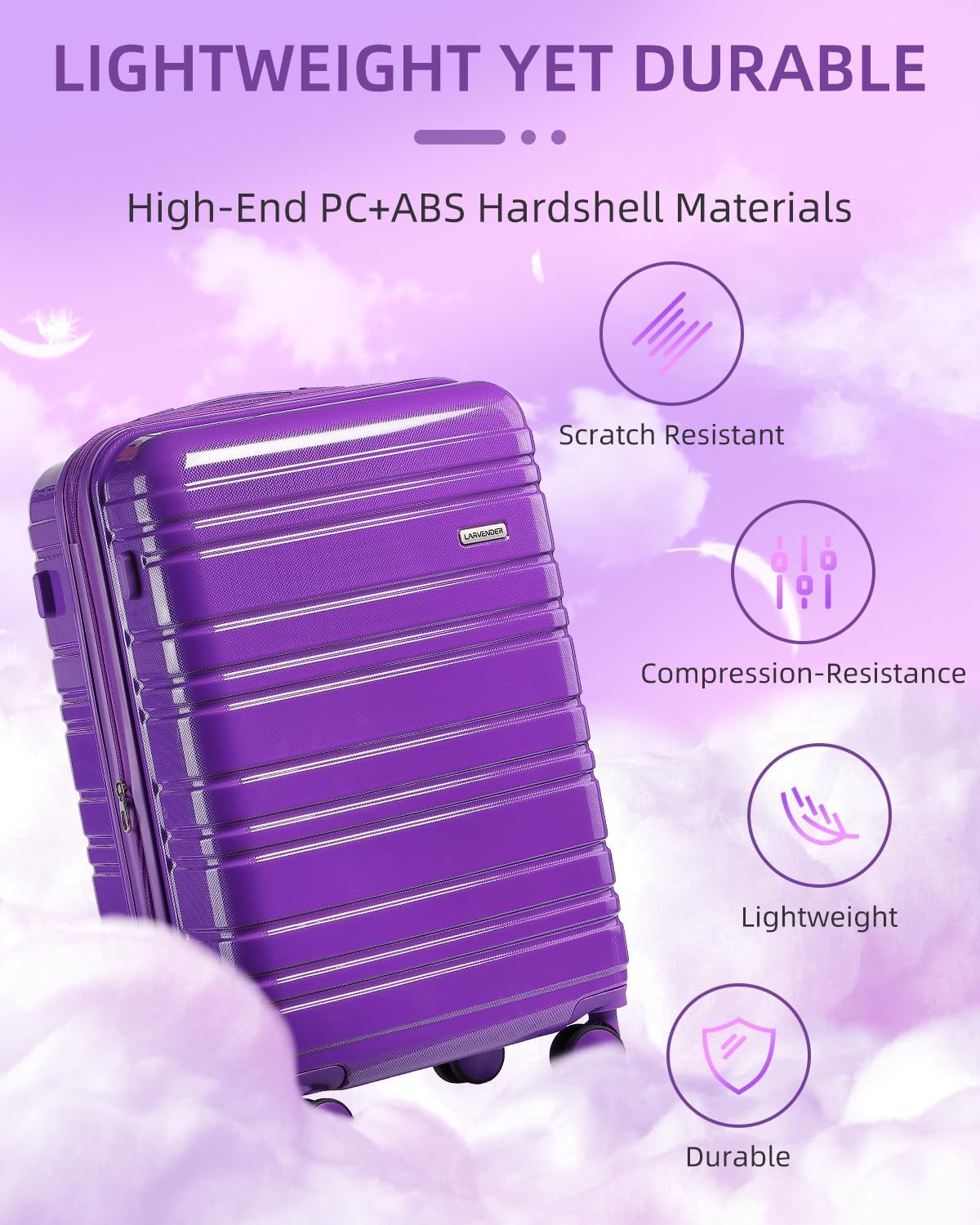 Ensemble de 6 valises, ensemble de valises rigides extensibles avec roulettes multidirectionnelles, ensemble de bagages à roulettes légers