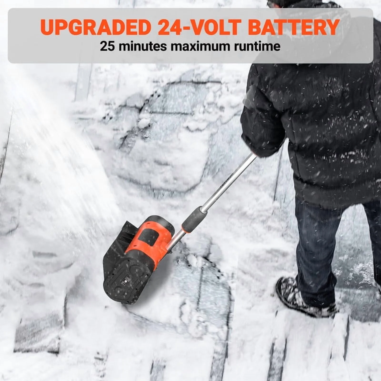 24V 11 inch Cordless Snow Shovel 7 3lbs Lightweight Electric Snow Blower with 4 Ah Battery Quick Charger Included for Driveway Sidewalks Image 3