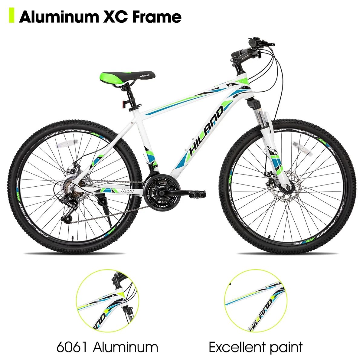 Mountain Bike, Multi-Spokes, 21 Speeds Drivetrain,Aluminum Frame 26 inch Wheels, Men's MTB Bicycle, White(White/multi-spoke) - Image 2