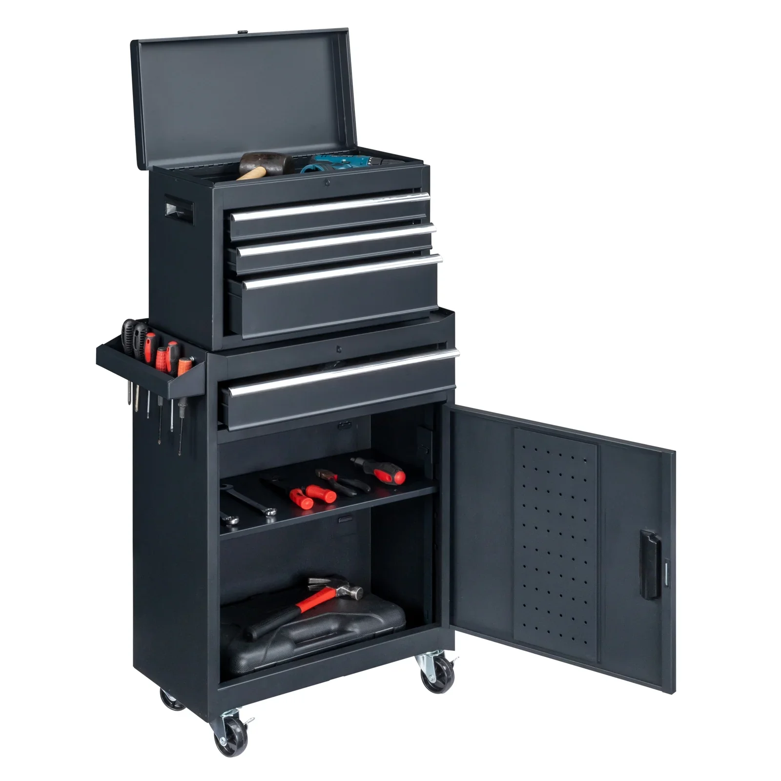 BaytoCare 4-Drawer Rolling Tool Chest for Garage, Warehouse, Factory, Black