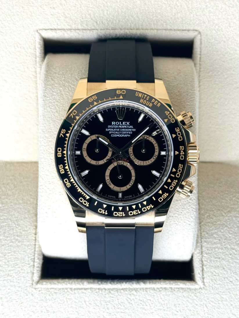 [Super Clone]Rolex Daytona Yellow Gold / Ceramic / Black / Oysterflex  m126518ln-0008