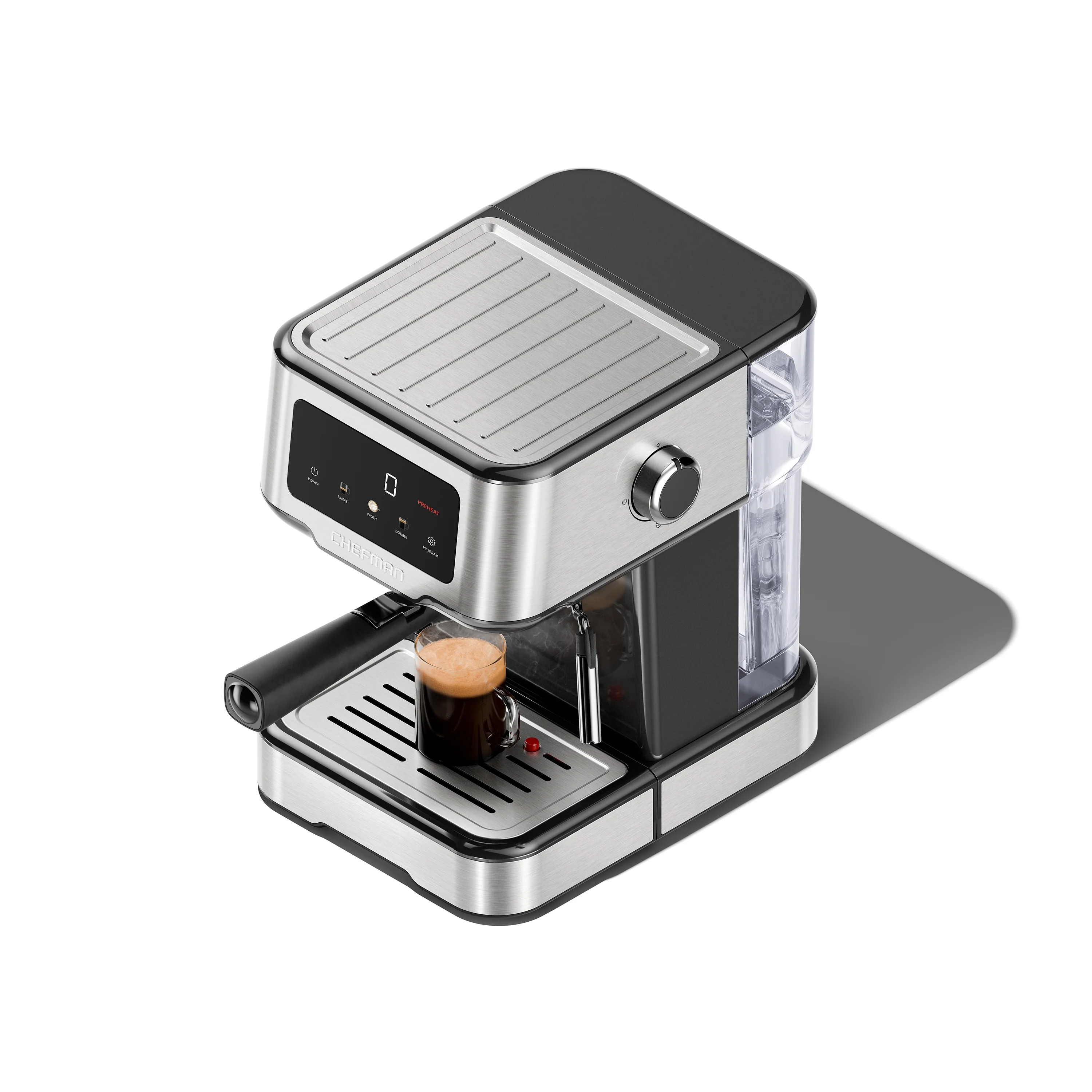 Chefman Craftbrew Espresso Machine W/ Steam Wand and Touch Controls - Stainless Steel