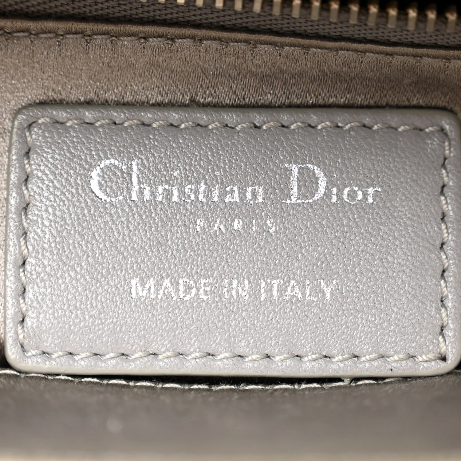 Satin Crystal Cannage Mini Lady Dior Gray