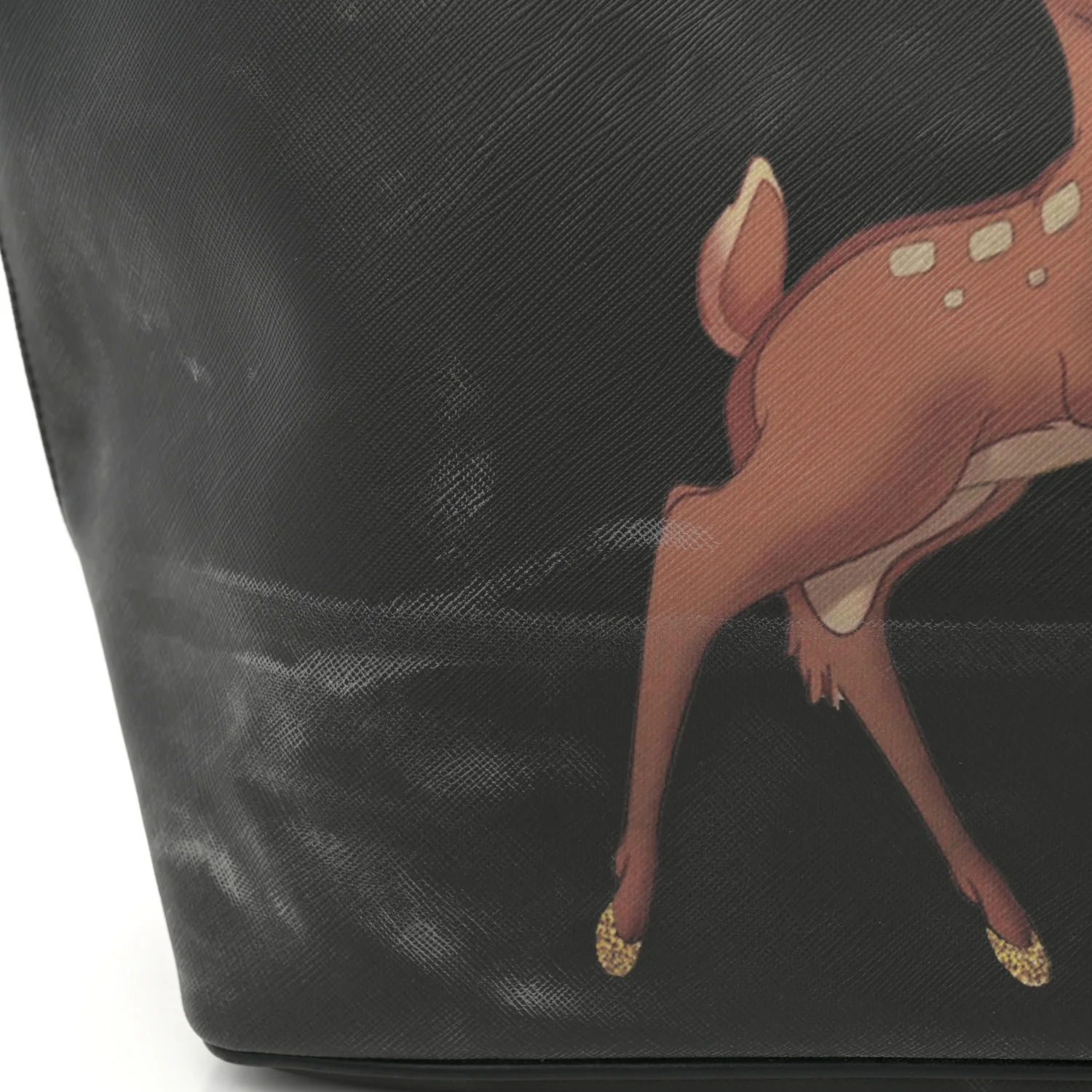 Textured Coated Canvas Bambi Print Large Antigona Tote Black