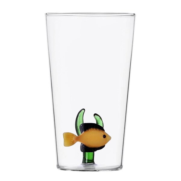 Marine Garden longdrinkglass 45 cl gul fisk og grønt sjøgress