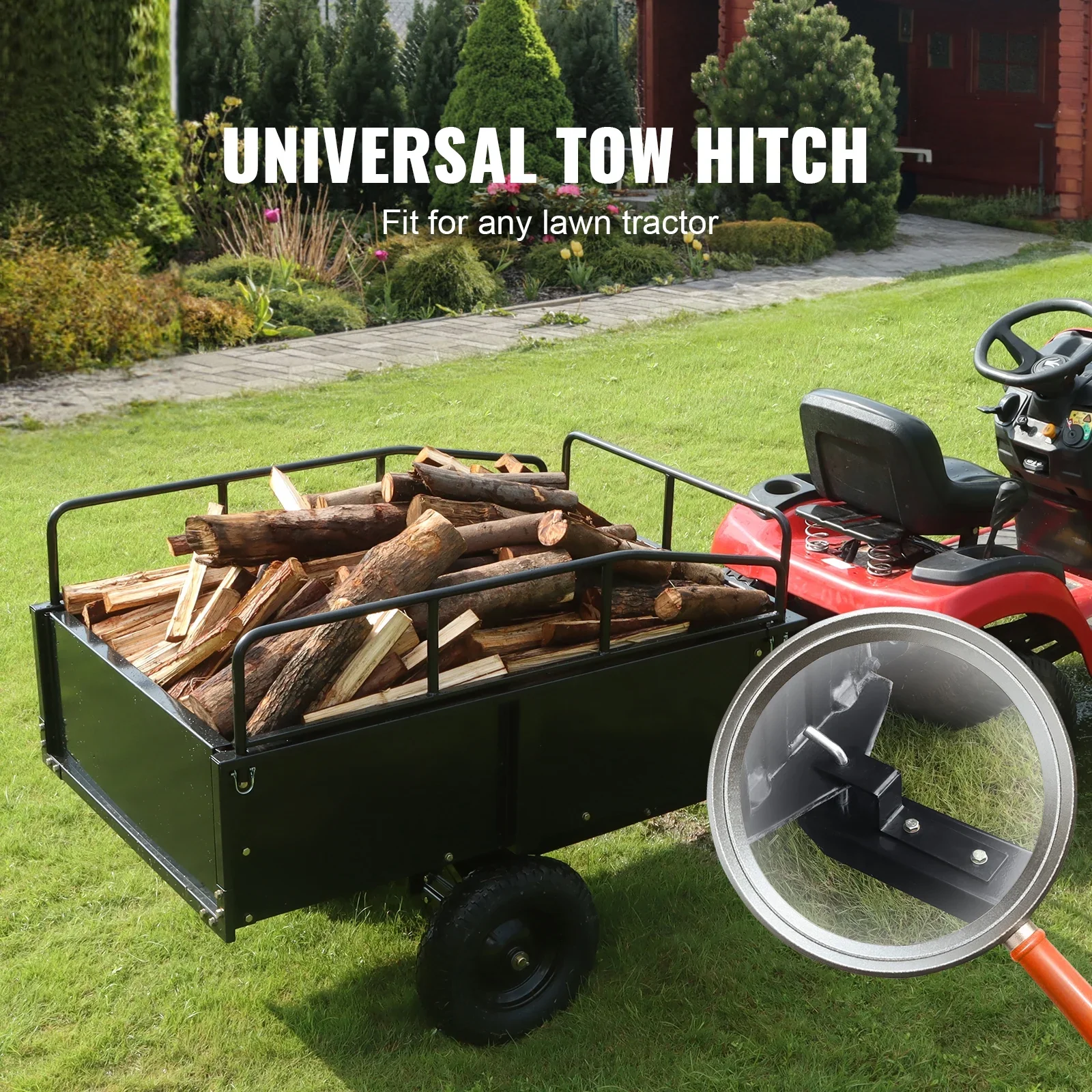 BENTISM Dump Trailer Tow Behind Dump Cart, 750 lbs 15 Cu. Ft, Steel Construction Garden Utility Trailer with Removable Sides