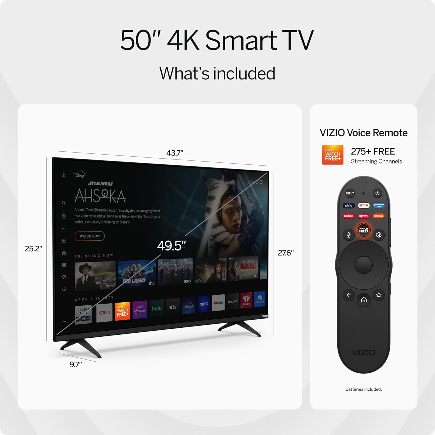Téléviseur intelligent VIZIO 50″ 4K HDR, Dolby Vision HDR/HDR10+, WiFi 6 – (Reconditionné)