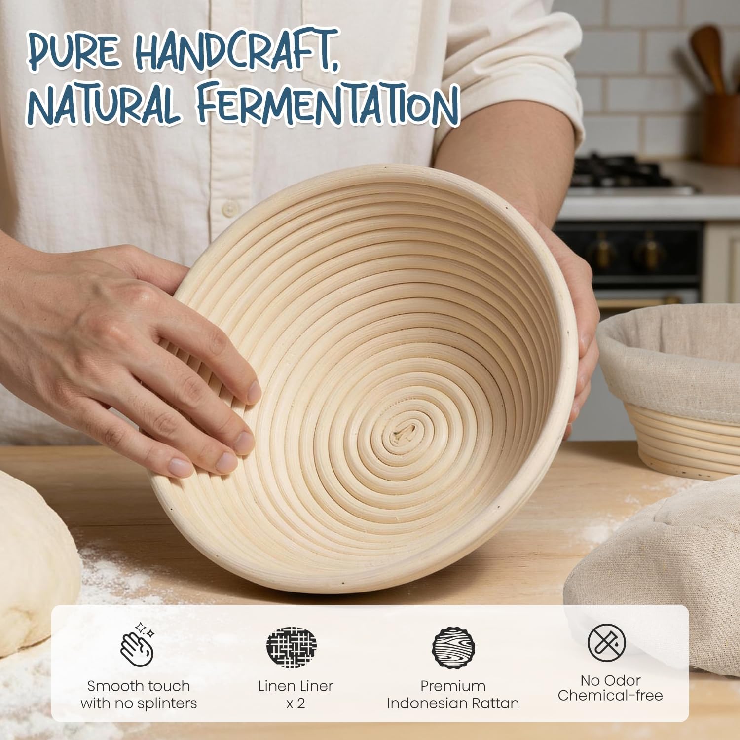 Rorecay Sourdough Starter Kit with Banneton Bread Proofing Baskets