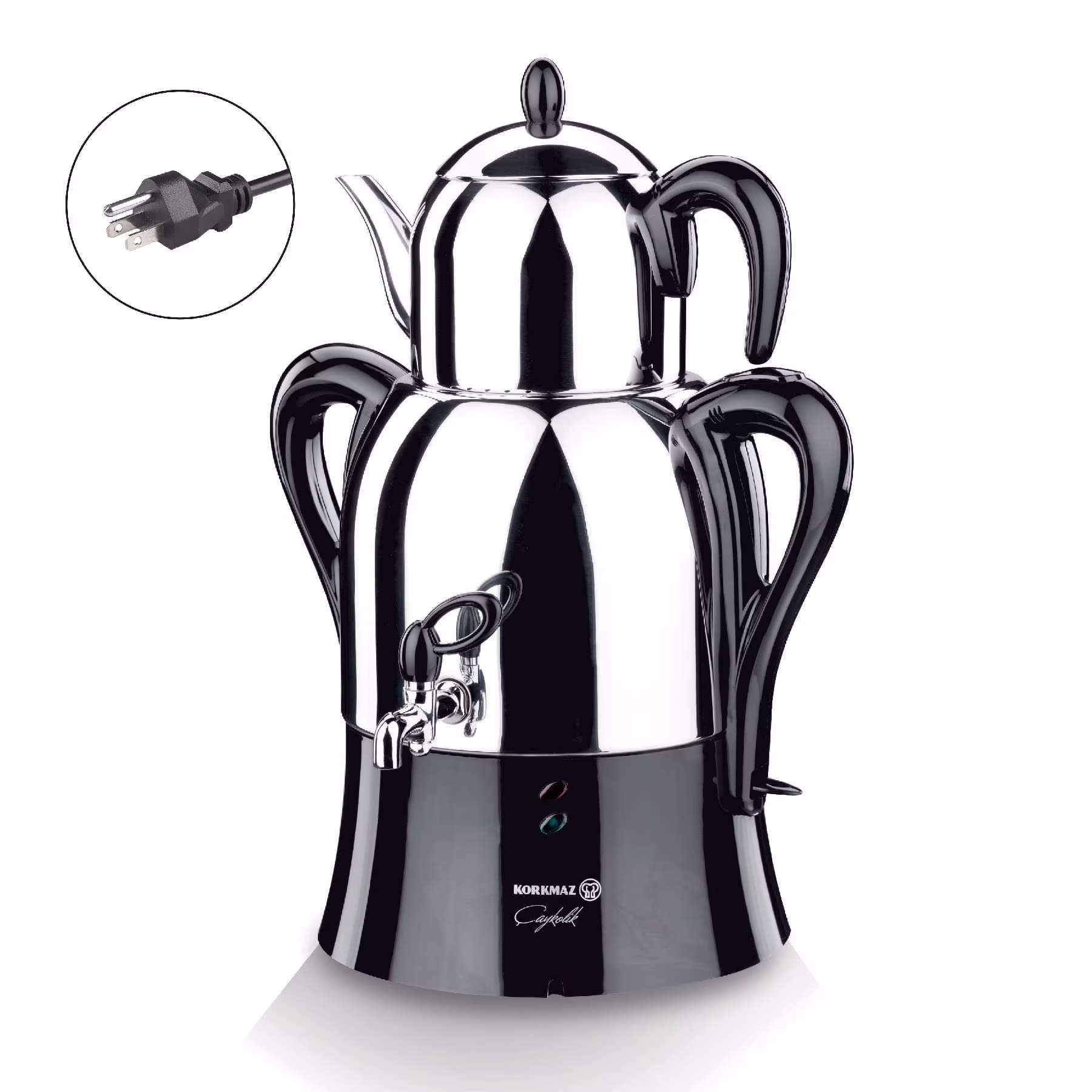 Hanedan Premium Silver 18/10 Cr-Ni Stainless Steel Dishwasher Safe Electric Tea Maker(Inox Chrome 162.2 oz (4800 mL)) - Image 3