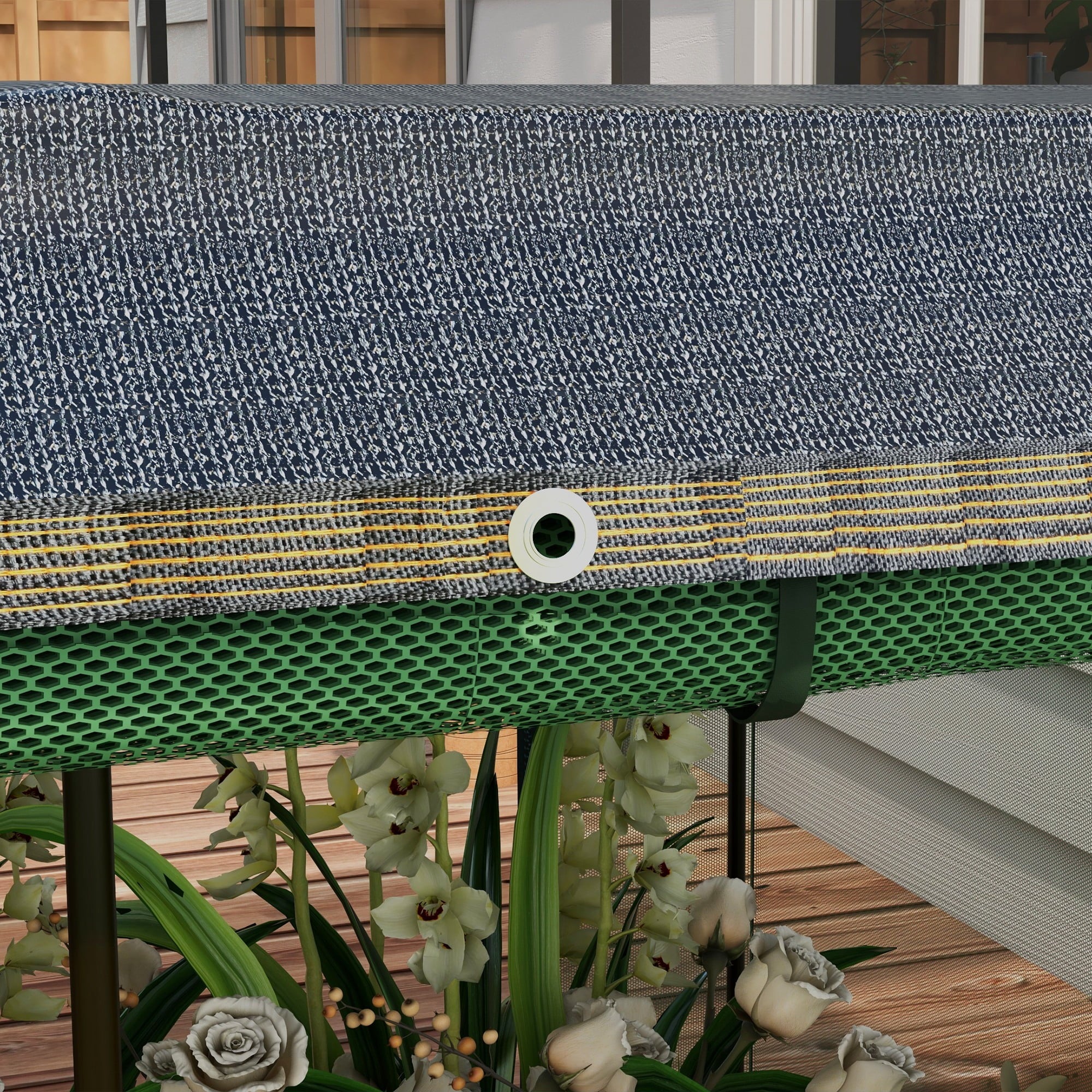 Outsunny Galvanized Raised Garden Bed with Crop Cage & Shade Cloth, Beige