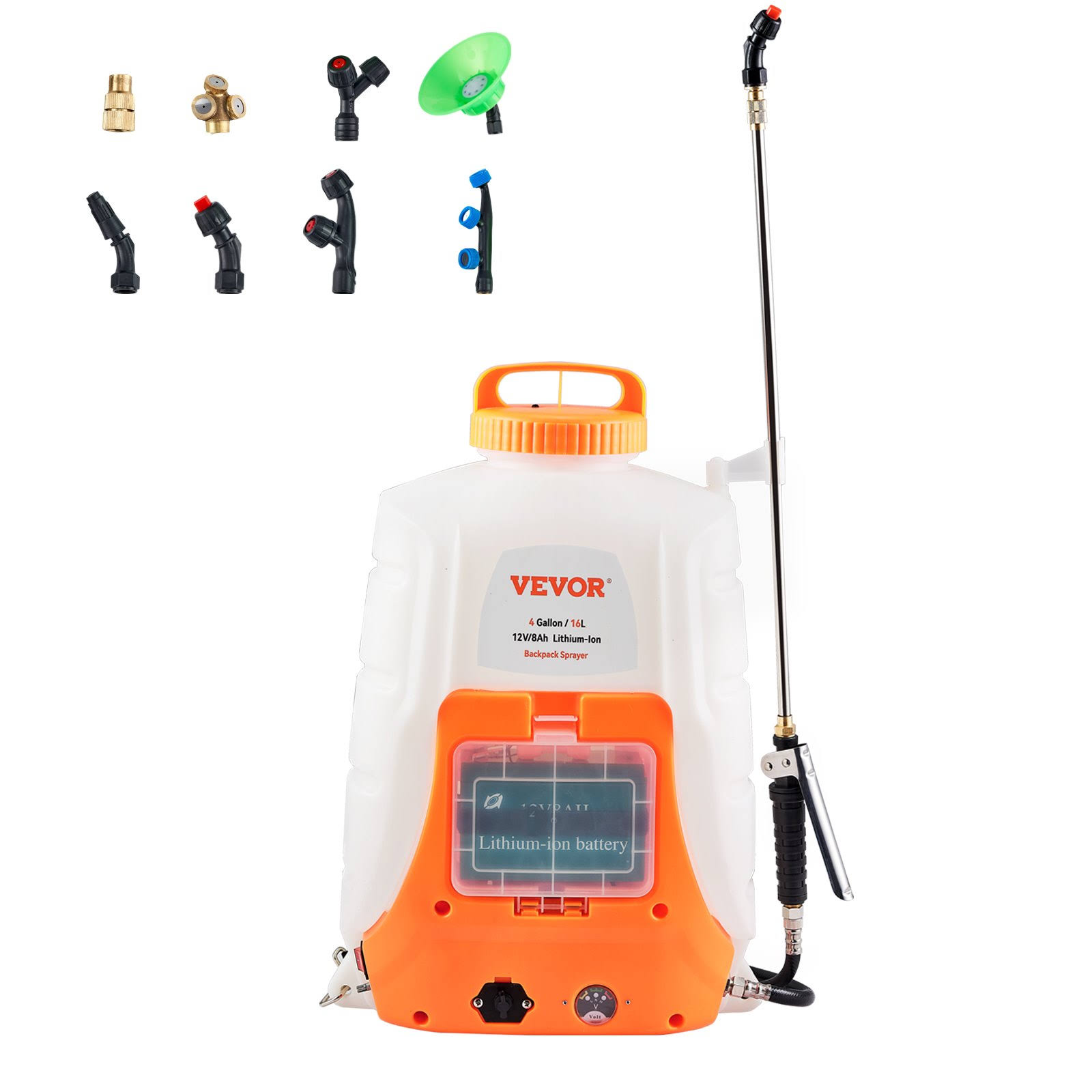 VEVOR Battery Powered Backpack Sprayer 4 Gal Tank 0-90 PSI Adjustable Pressure