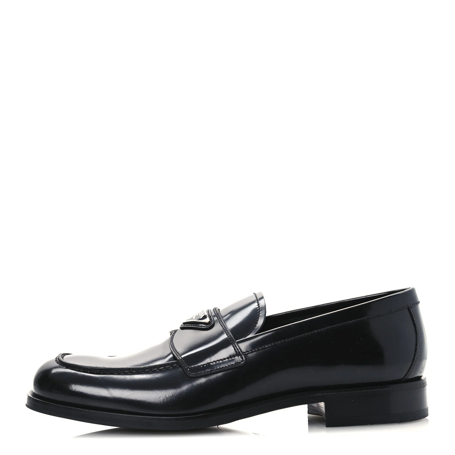 Spazzolato Fume Metal Triangle Logo Mens Loafers 8.5 Black