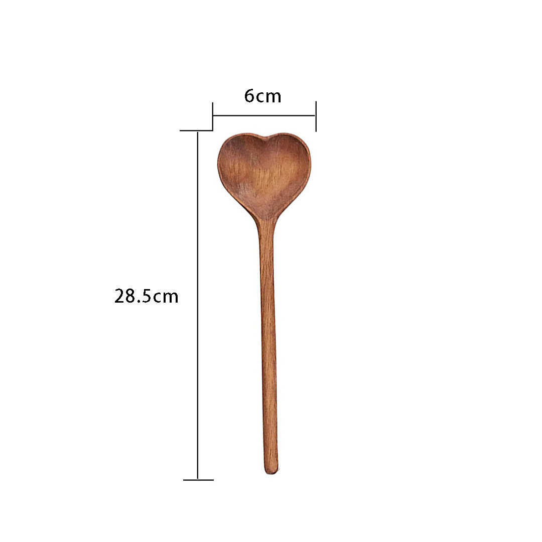 Factory Direct Spoons New Pattern Spoon Valentine's Day Gift Acacia Wood Heart-shaped Spoons