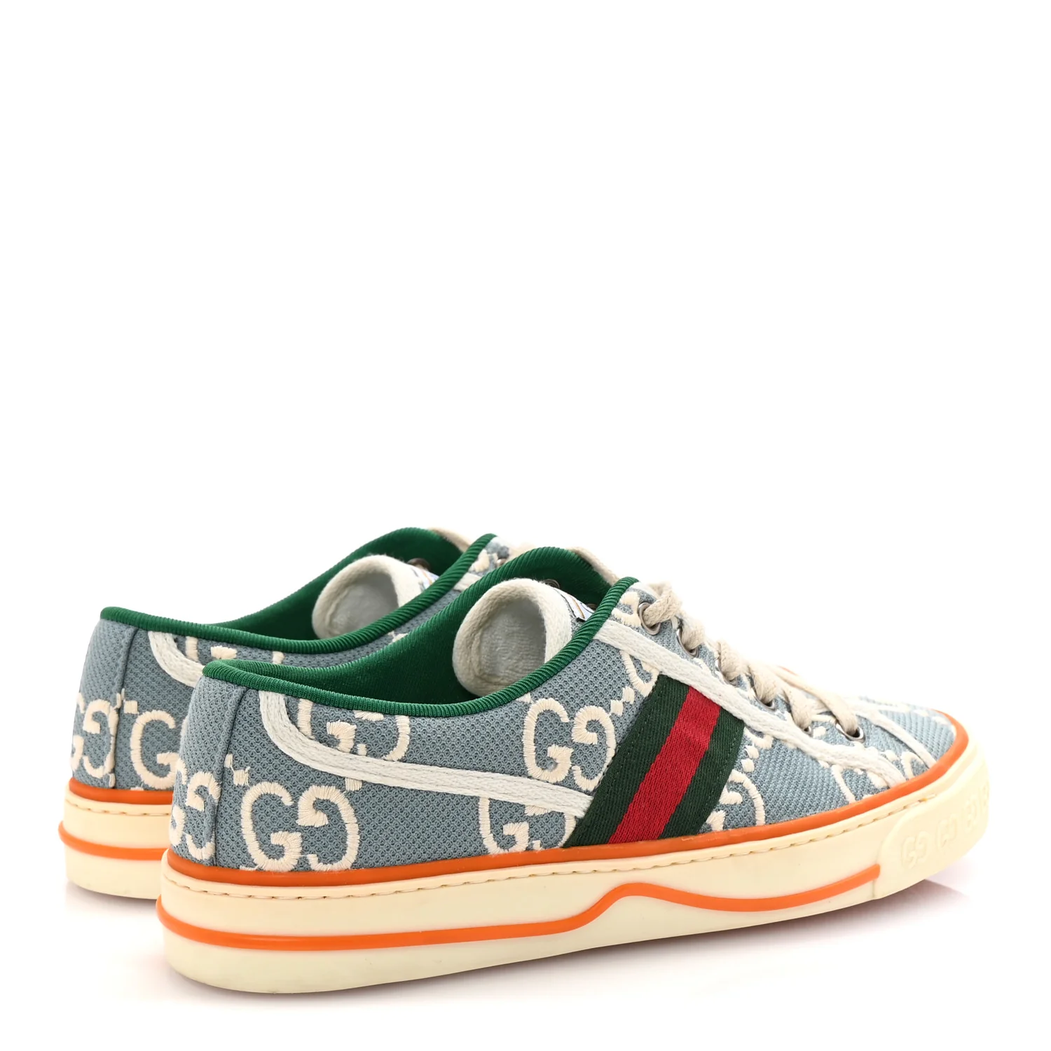 Cotton GG Monogram Web Womens 1977 Tennis Sneakers 37 Philod Ivory Mystic White