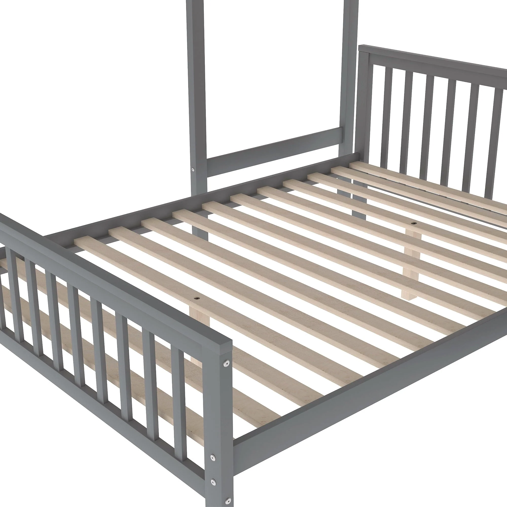 Wood Stairway Twin Loft Bed with Full Platform and Drawer Image 7