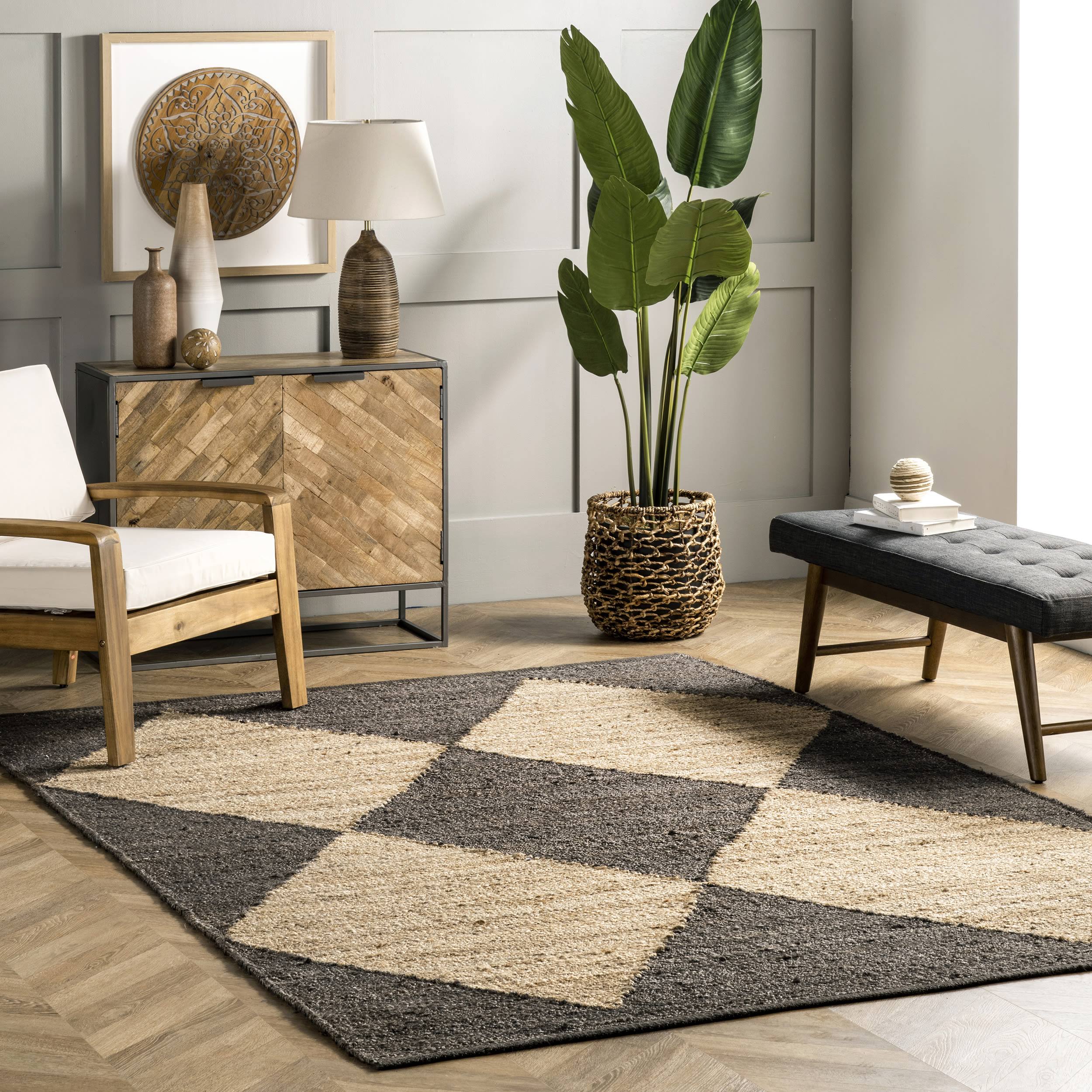 nuLOOM Black 4 ft. x 6 ft. Pandora Diamond Jute Area Rug