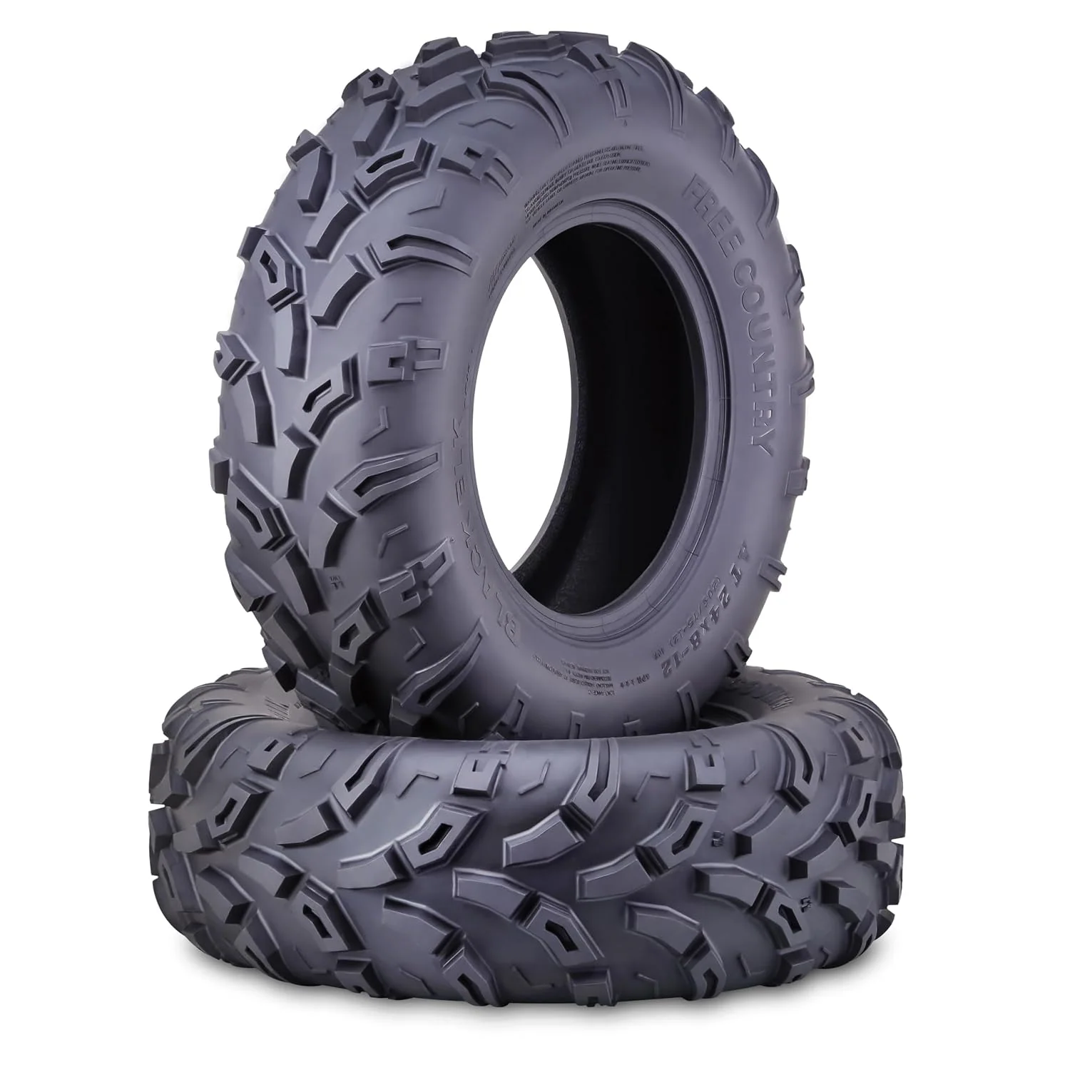 Free Country ATV Tires 24X8-12 6PR Black Elk Mud All Terrain 10609, Set 2