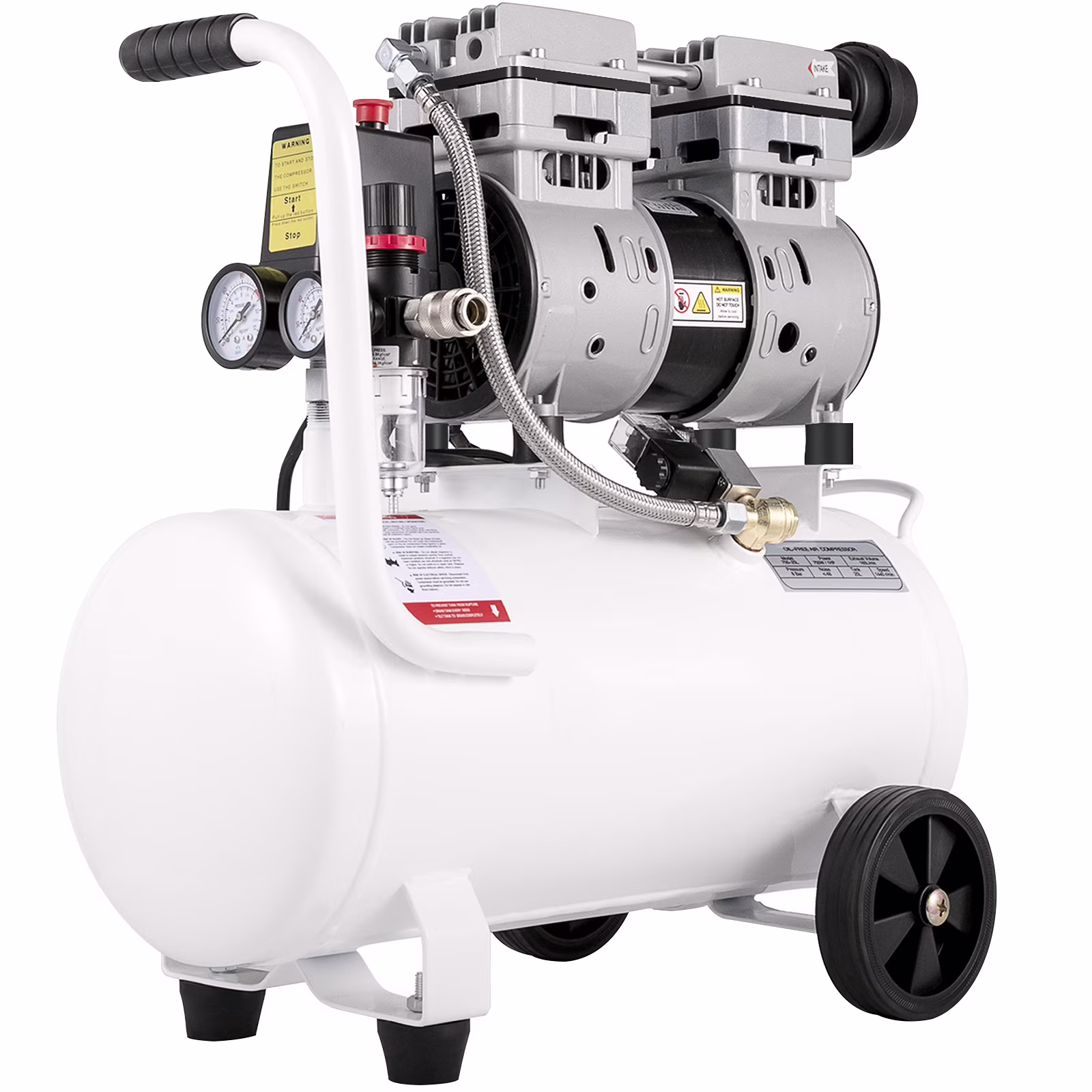 KFFKFF 6.6 Gallon Air Compressor, 1 HP Mobile Air Compressor, 750W Oil-Free Steel Tank, 115 PSI Pancake Air Compressor, Exceptionally Quiet for Household Fixes and Tire Pumping