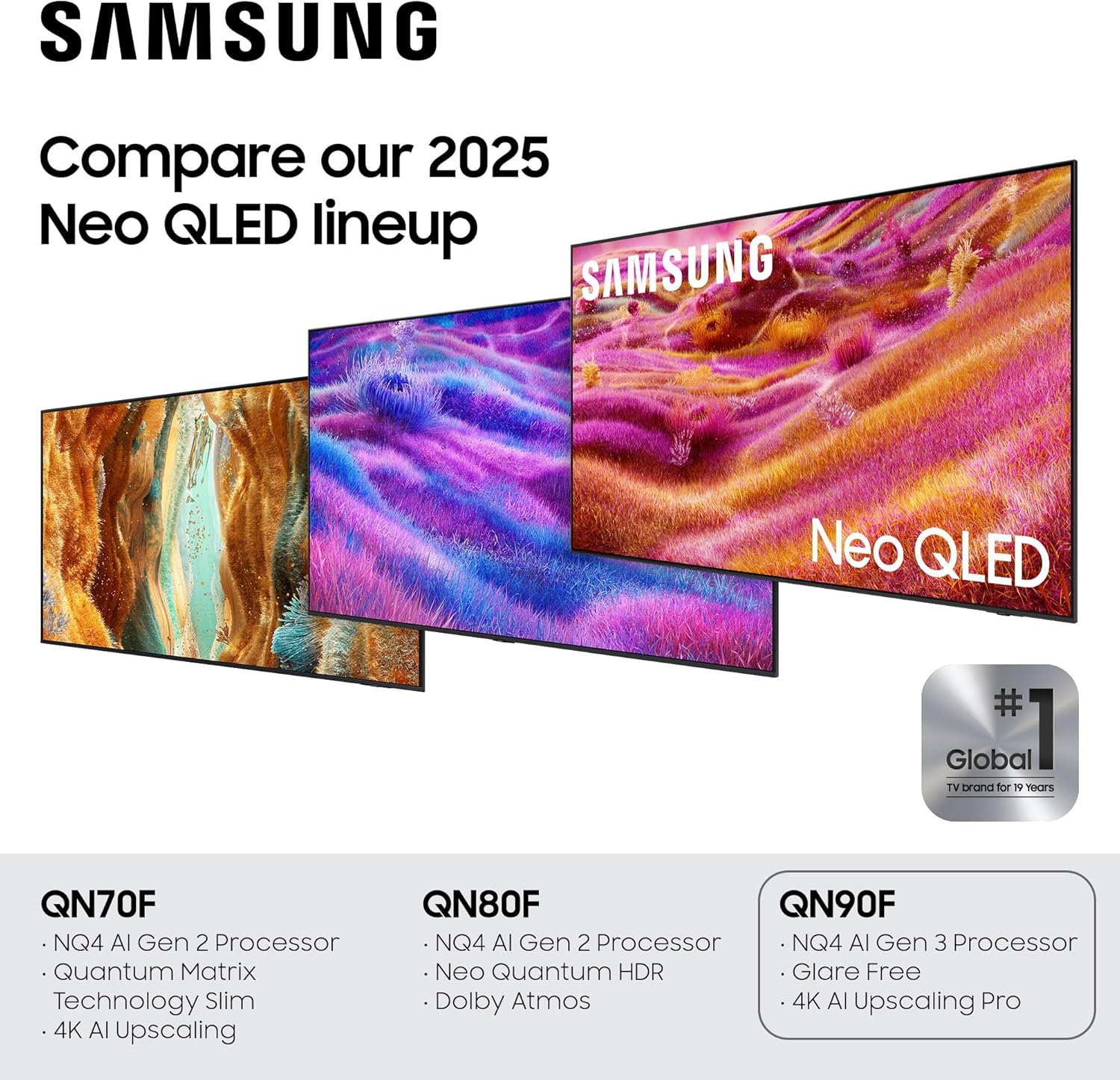 Samsung 50-Inch Class Neo QLED 4K QN90F Series  Vision AI  Mini LED Smart TV (2025 Model  50QN90F) Neo Quantum HDR+  Object Tracking Sound Lite w/Dolby Atmos  Glare Free  Gaming Hub  Alexa Built-in